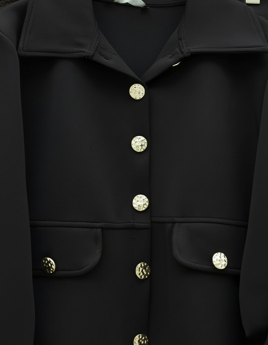 Pocket Detail Buttoned Skirt Scuba Co-ord Set - Black - Podyumplus - by Peralane - photo 4