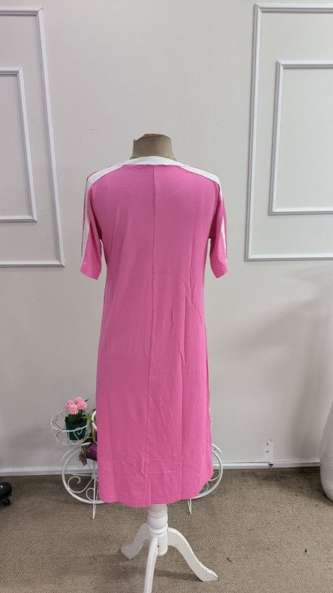 Women's Short-Sleeved Crew Neck Striped Midi Viscose Dress - Janes - by Peralane - photo 5