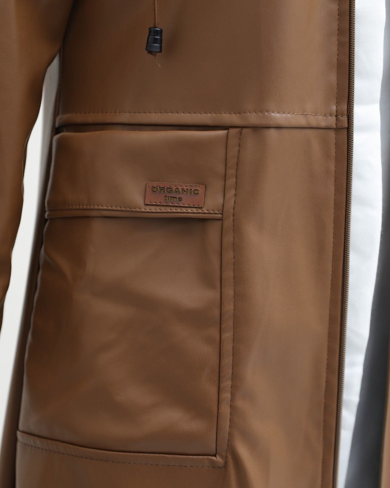 Women's Hooded Faux Leather Jacket with Leopard Lining - Brown - Podyumplus - by Peralane - photo 4