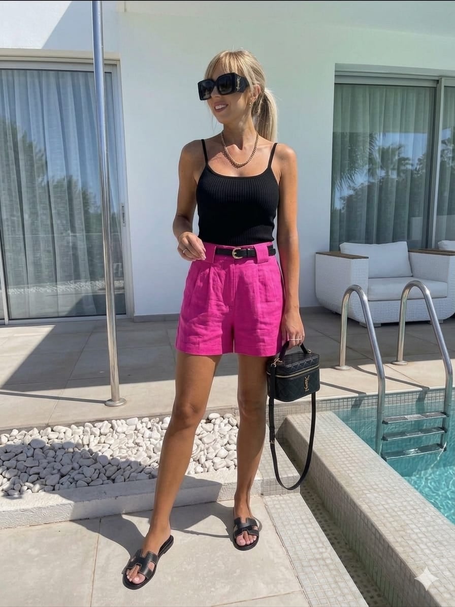 Belted Shirt and Shorts Set in Fuchsia - My Bee - by Peralane - photo 3
