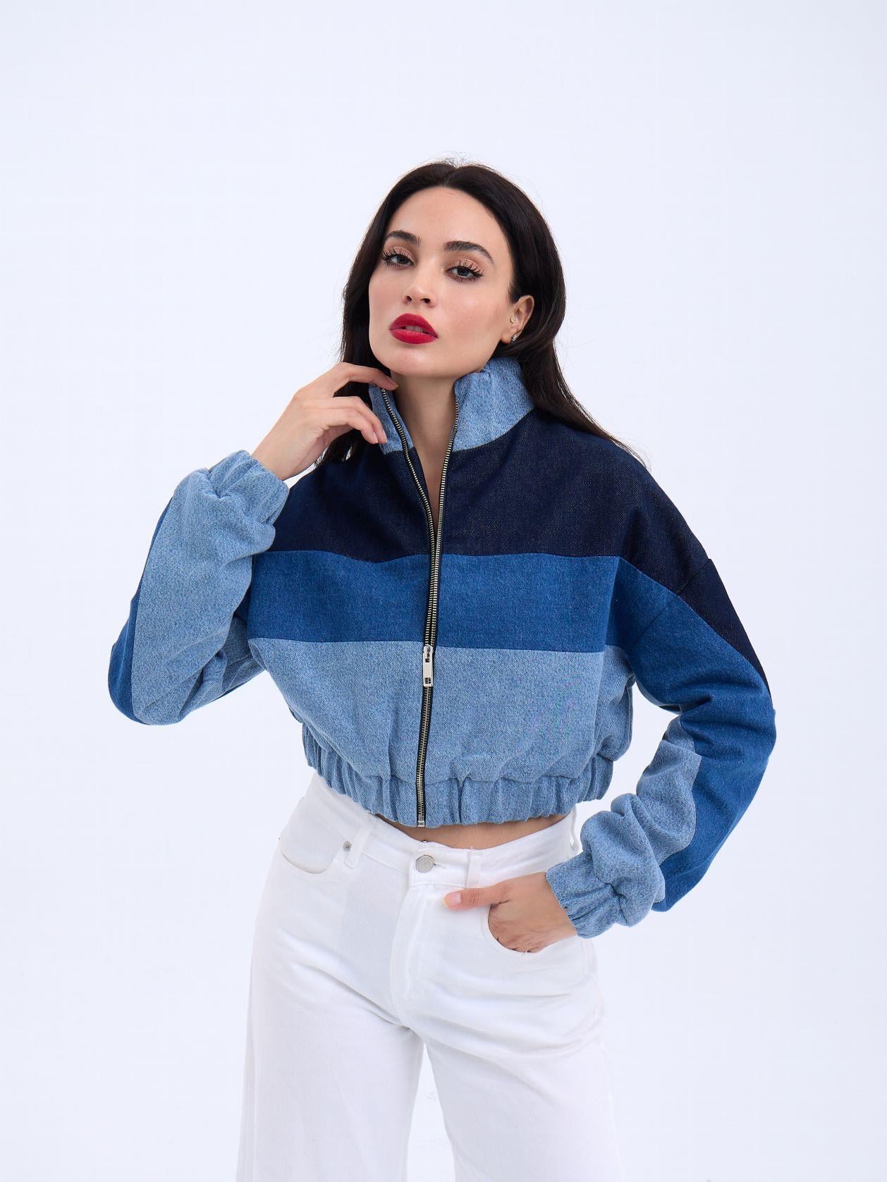 Women's Cropped Denim Jacket in Blue - Pack of 6 - Fame - by Peralane - photo 4