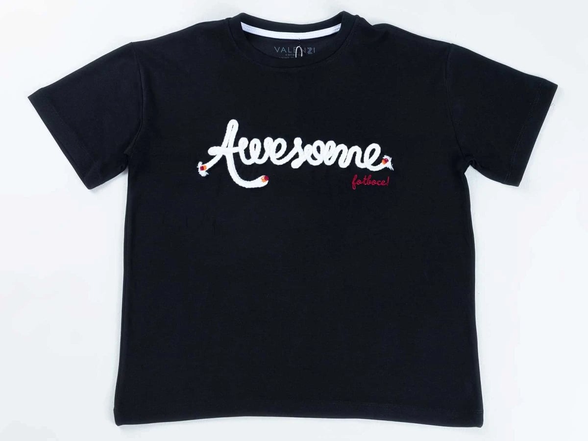 Awesome Embroidered Boys' T-Shirt - Black - Civilti - by Peralane