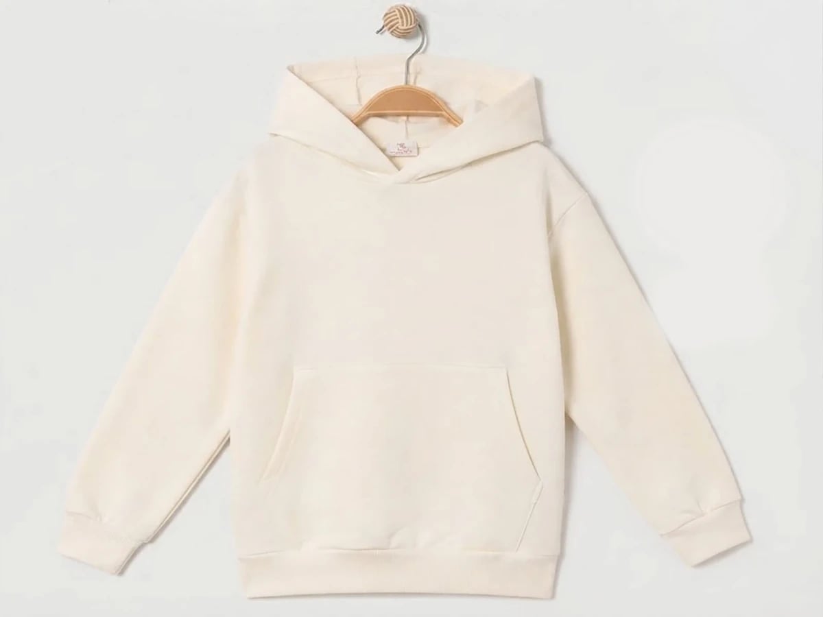 Cream Hooded Kangaroo Pocket Fleece Sweatshirt for Boys - Ruhat Kids - by Peralane