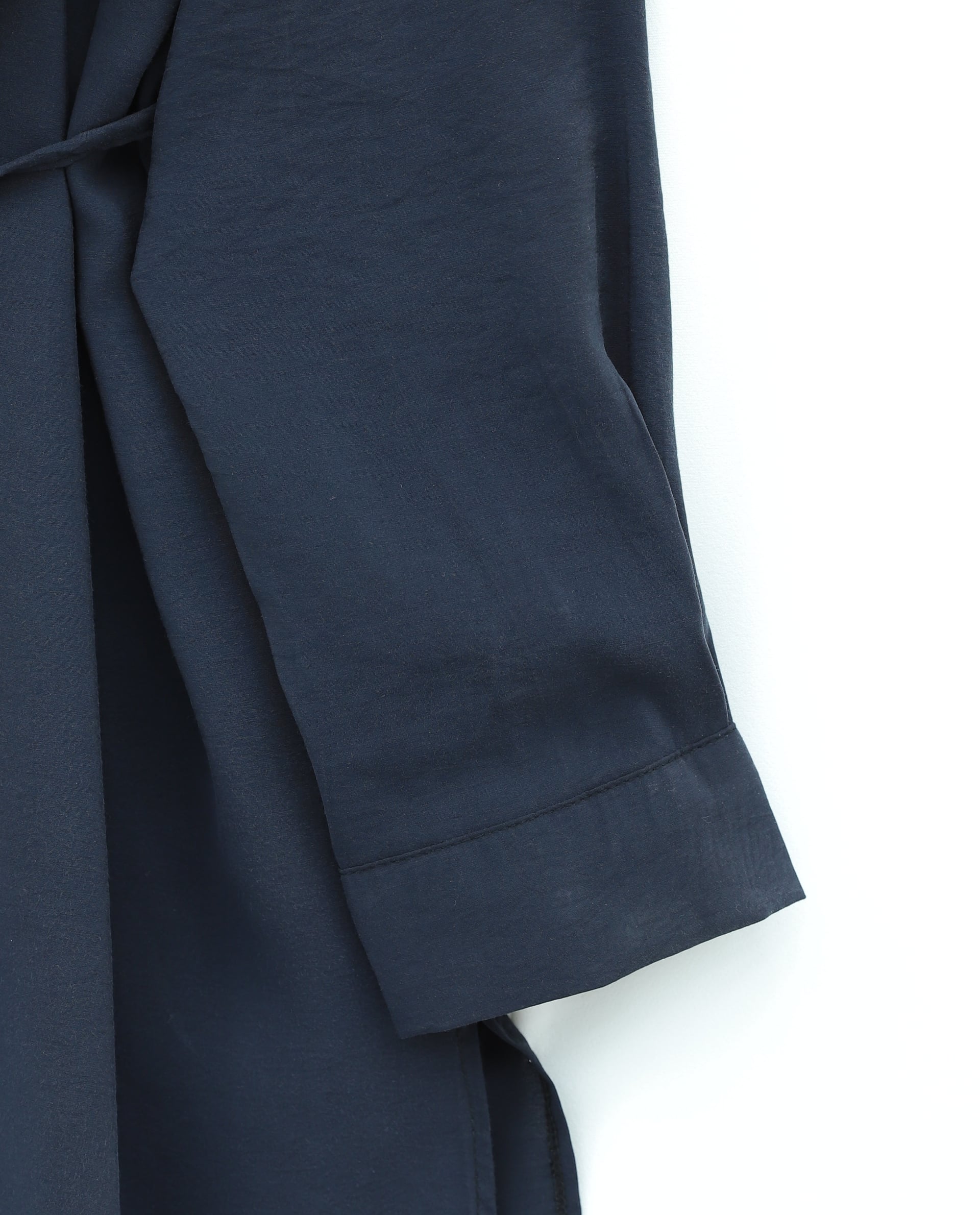 Women's Modest Long-Sleeve Modal Shirt with Double-Layer Front and Tie Detail – Navy - Podyumplus - by Peralane - photo 7
