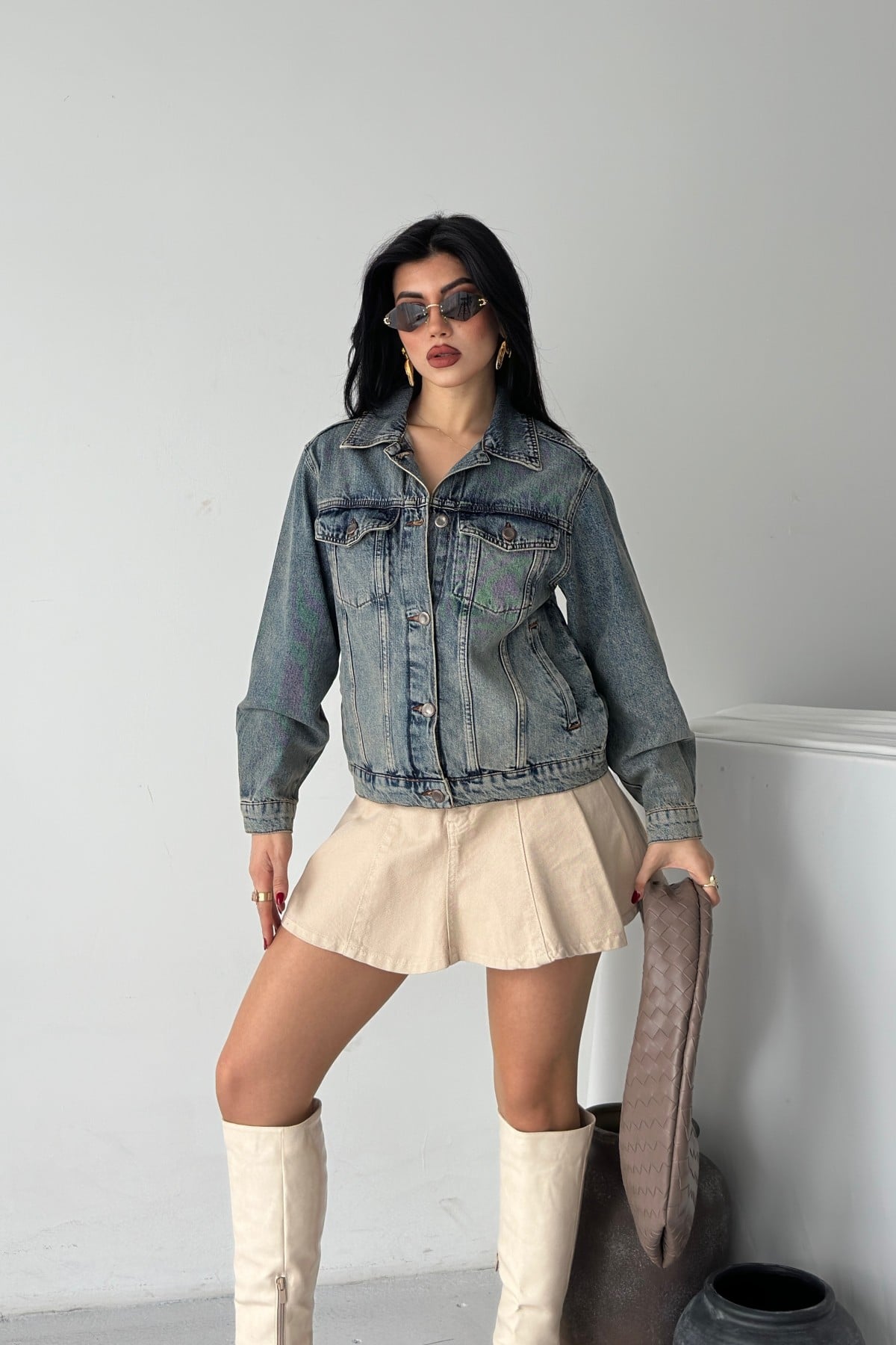 Classic Collar Pocket Button Denim Jacket 6081 Medium Blue - Xlove - by Peralane