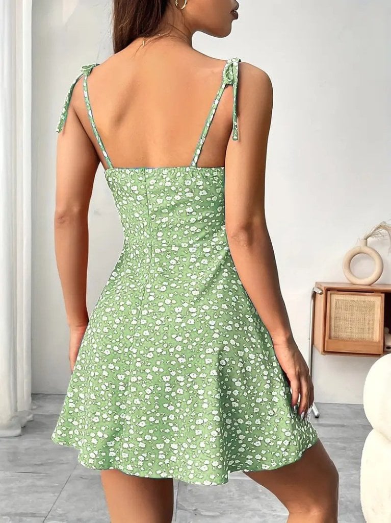 Women's Square Neck Tie-Strap Floral Mini Dress - Janes - by Peralane - photo 3
