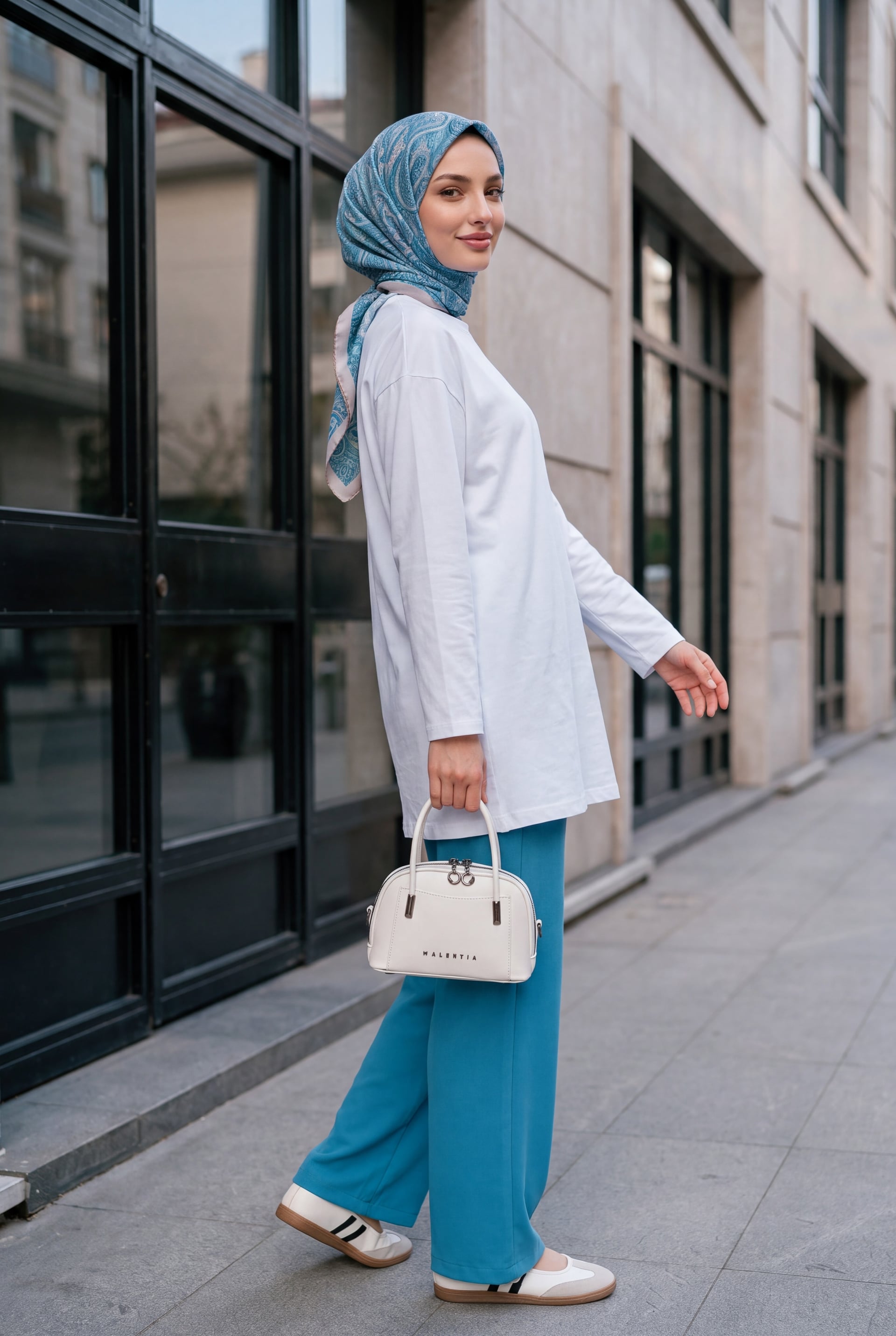 Drawstring Wide Leg Trousers - Blue - Podyumplus - by Peralane - photo 8