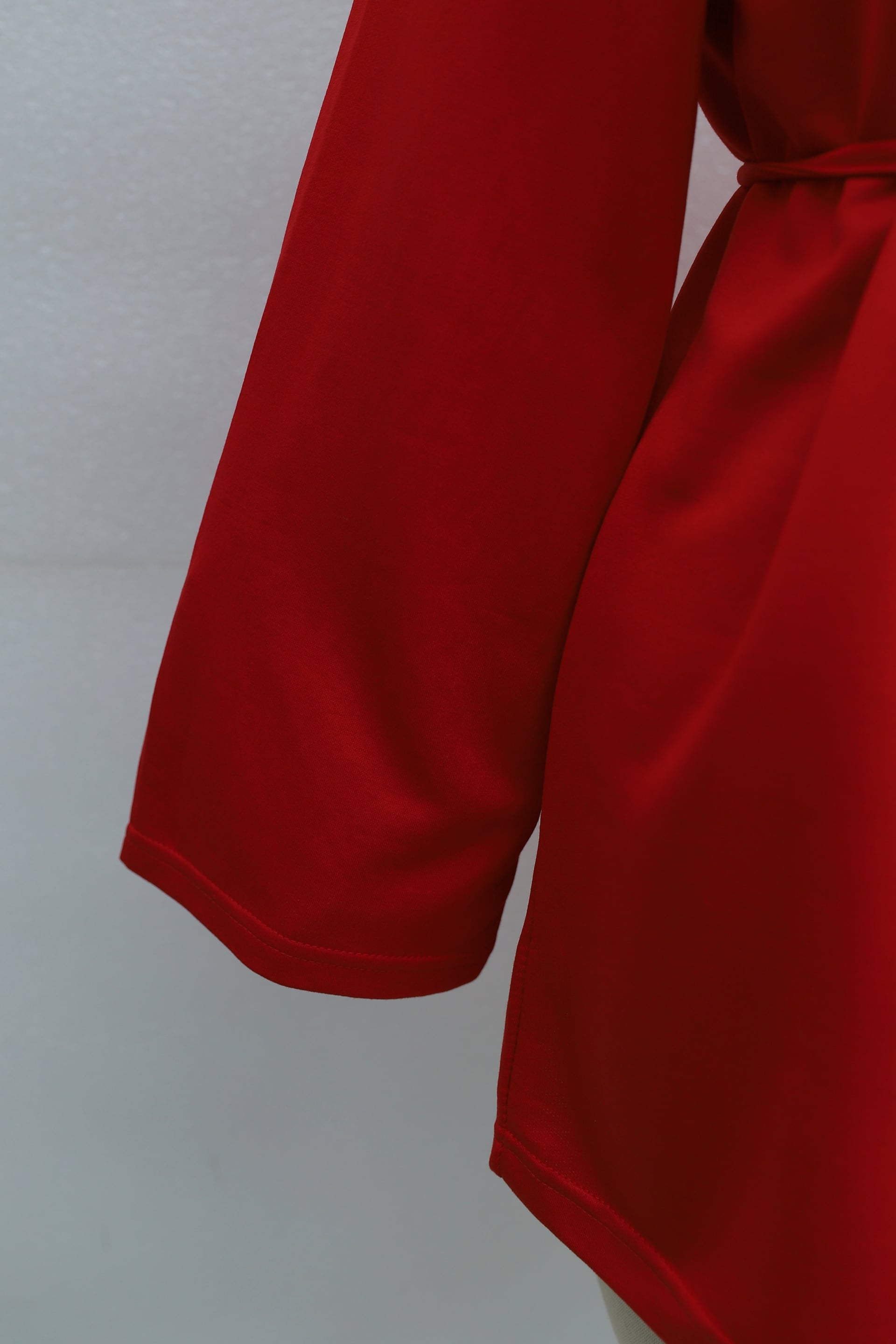 Round Neck Tie Waist Knit Tunic - Red - Podyumplus - by Peralane - photo 9