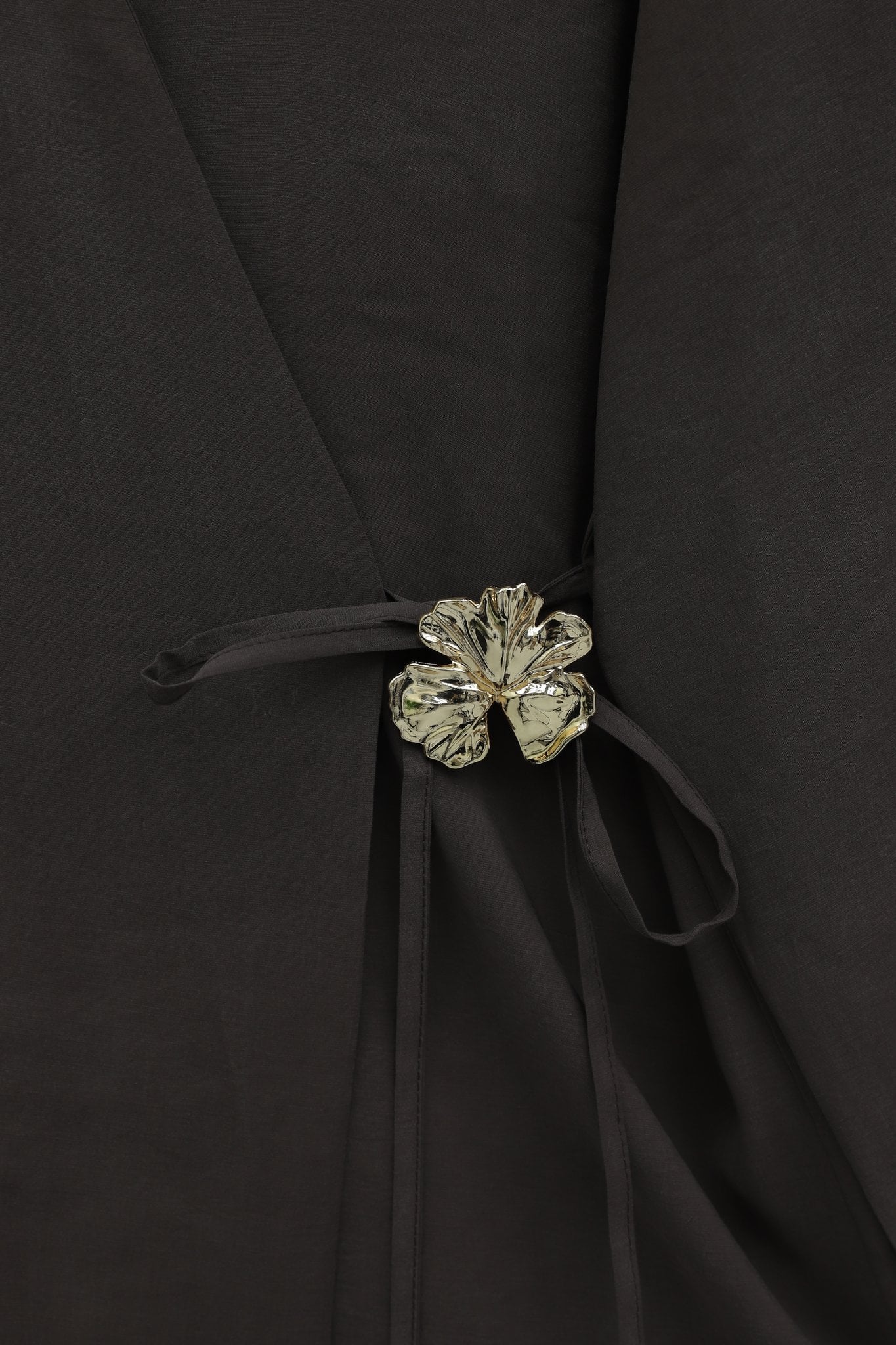 Side Cross-Tie Modal Tunic with Brooch - Brown - Podyumplus - by Peralane - photo 6