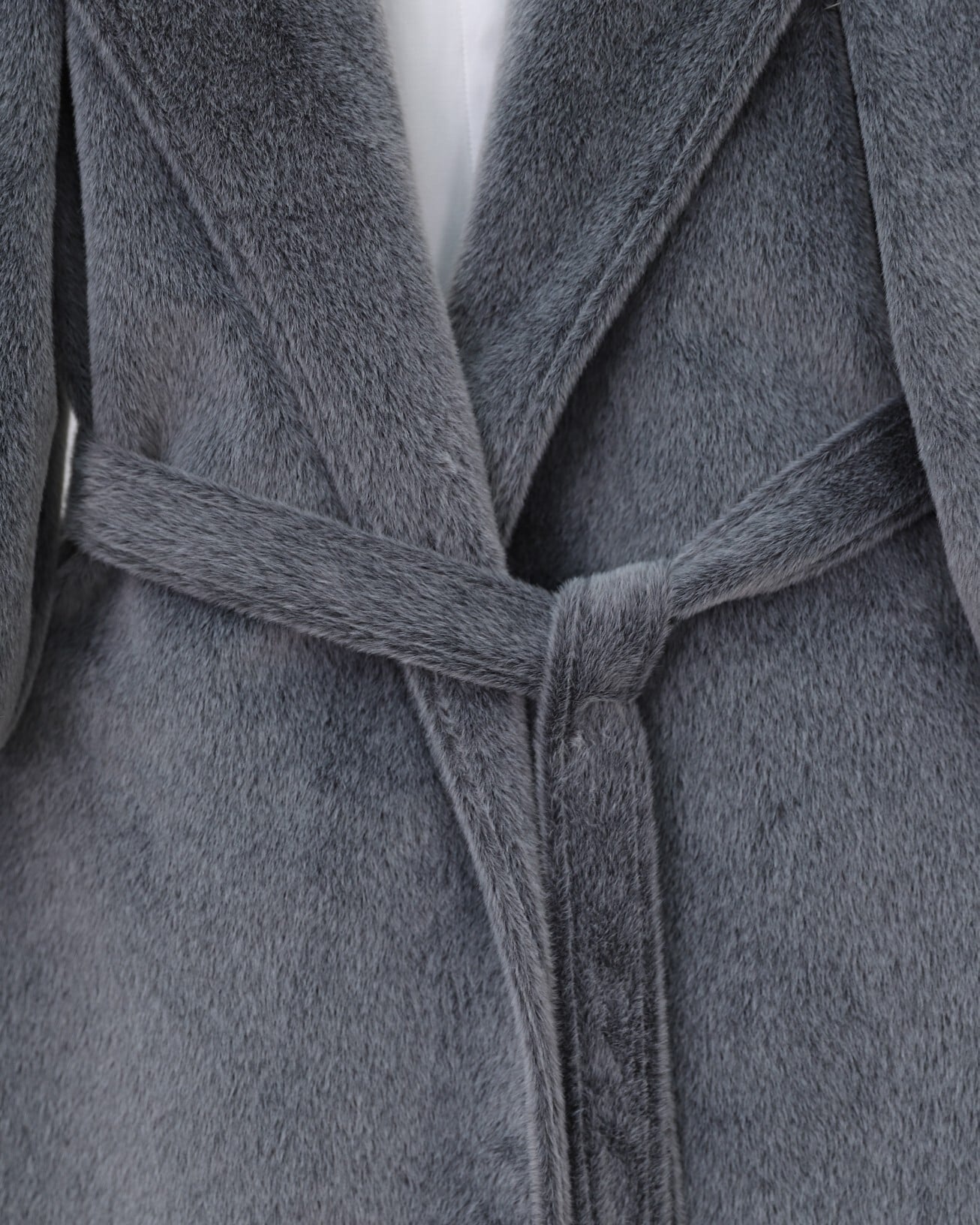 Shawl Collar Lined Faux Wool Coat with Ribbed Cuffs - Smoke Grey - Podyumplus - by Peralane - photo 5