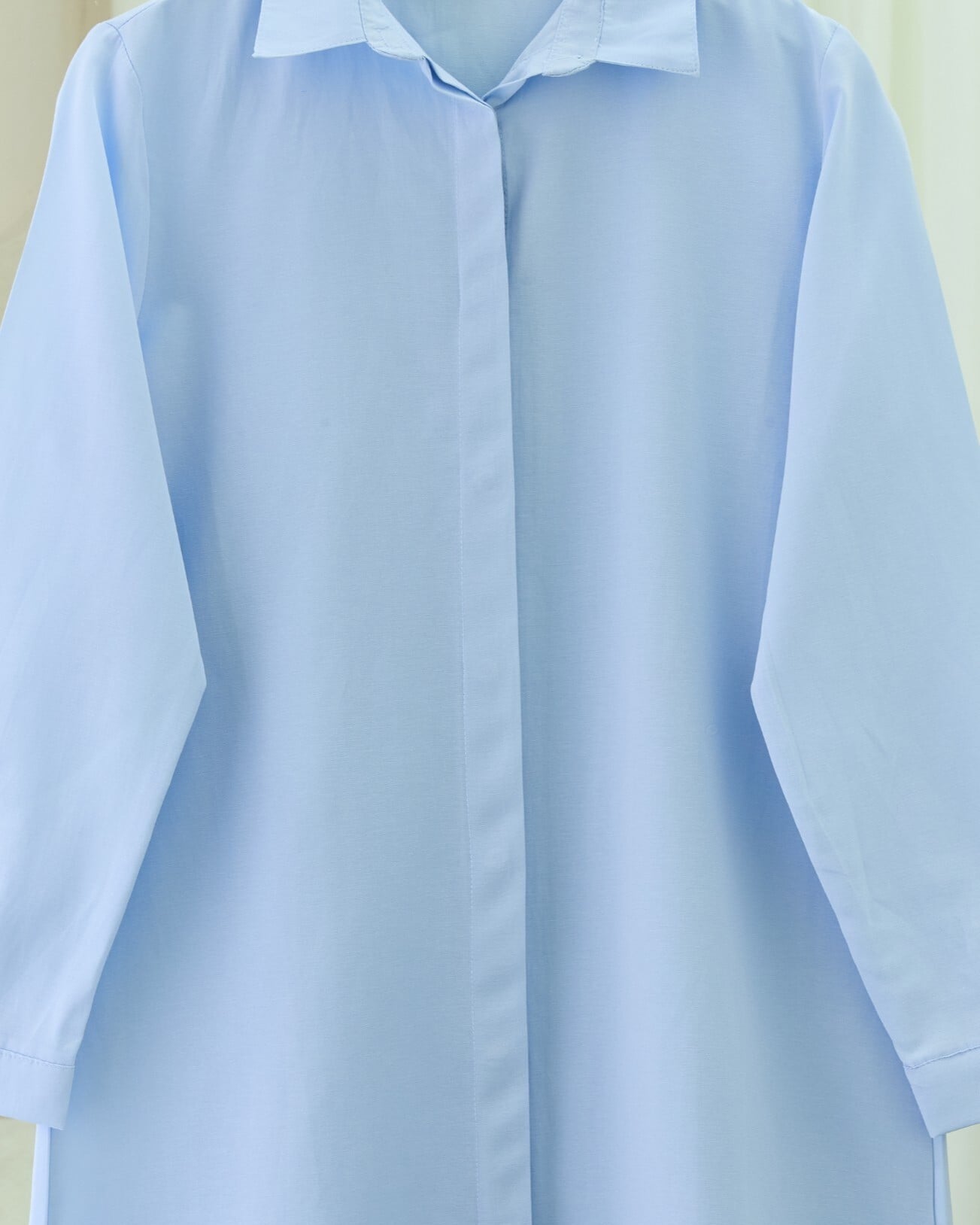 Hidden Button Oval Cut Long Shirt - Baby Blue - Podyumplus - by Peralane - photo 6