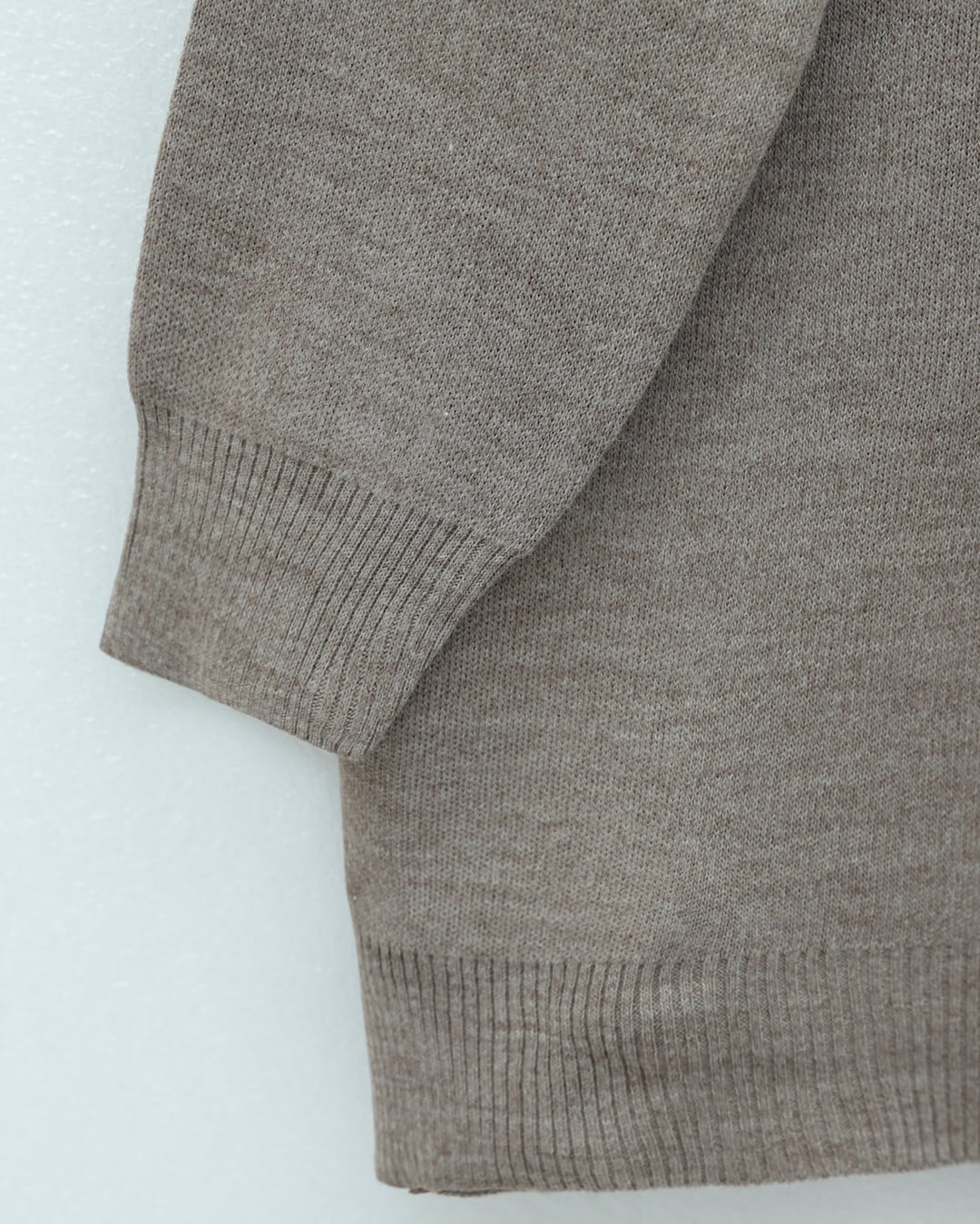 Round Neck Scarf Detail Relaxed Knit Tunic - Taupe - Podyumplus - by Peralane - photo 5