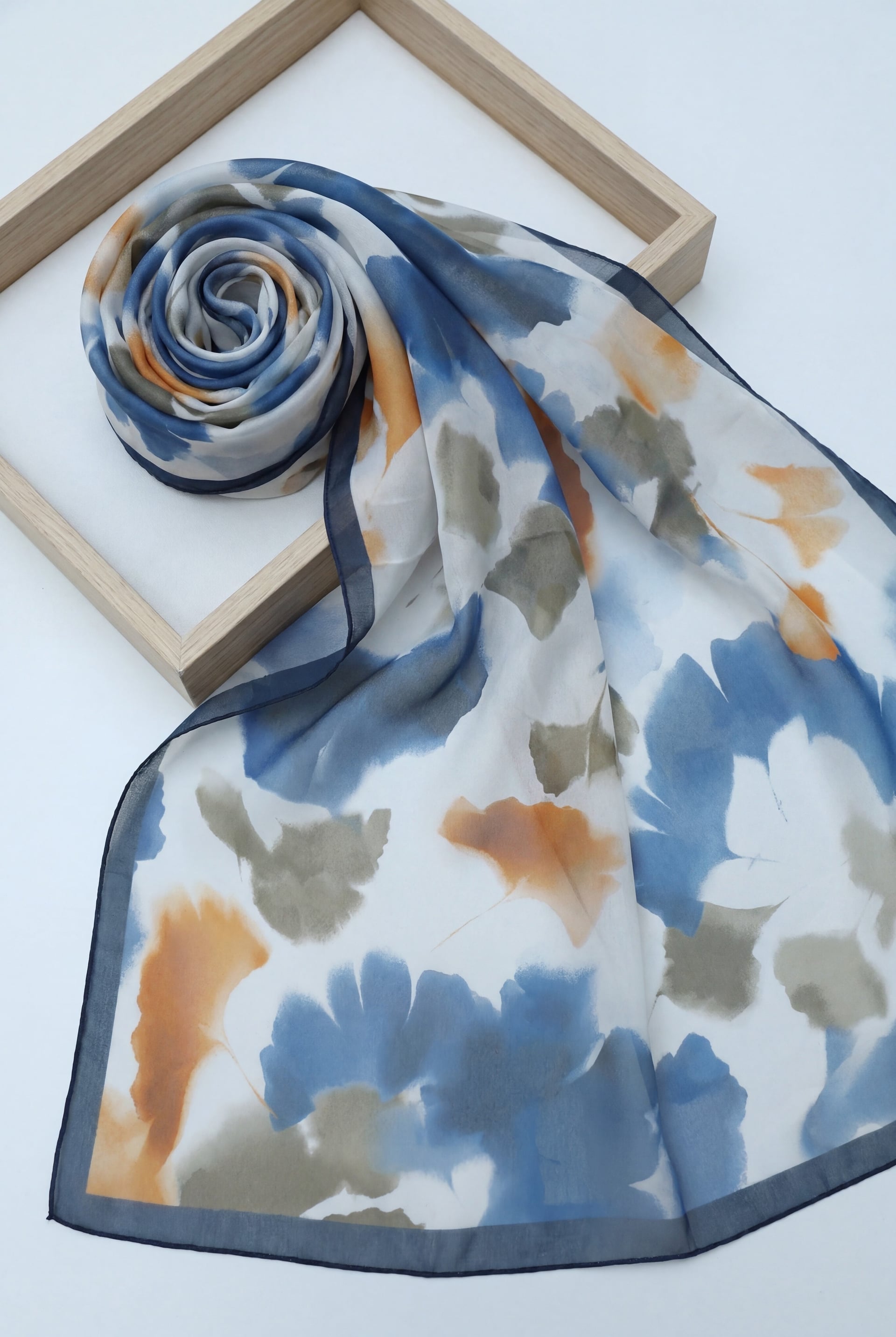 Abstract Floral Voile Scarf - Navy - Podyumplus - by Peralane