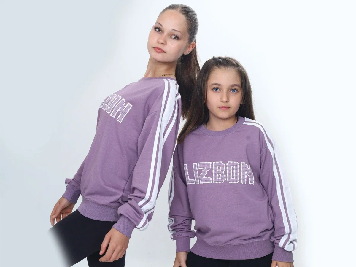 Lizbon Print 2-Thread Girls' Sweatshirt - Lavender - Vizviz - by Peralane