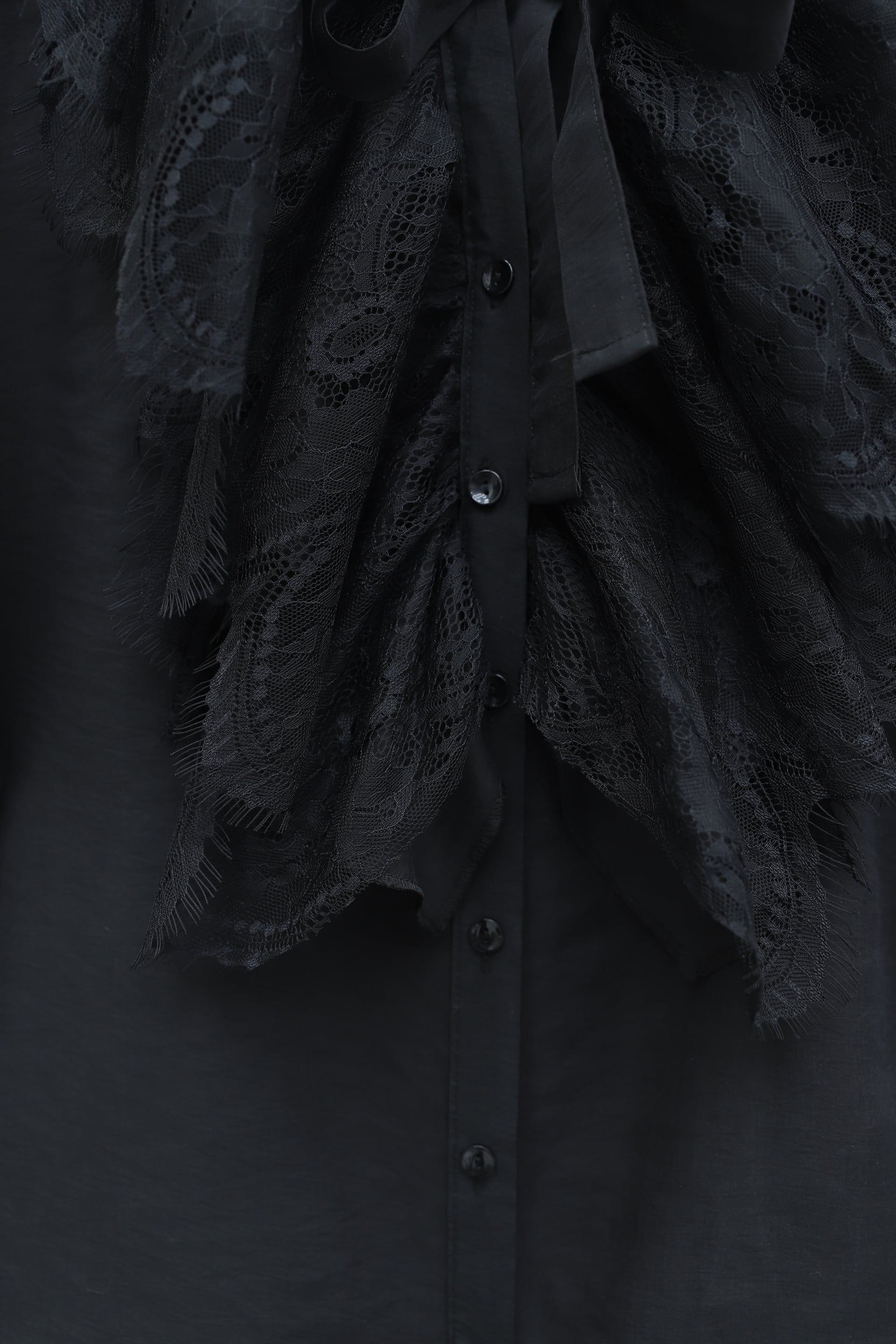 Cupra Blouse with Lace Trim and Tie Collar - Black - Podyumplus - by Peralane - photo 6