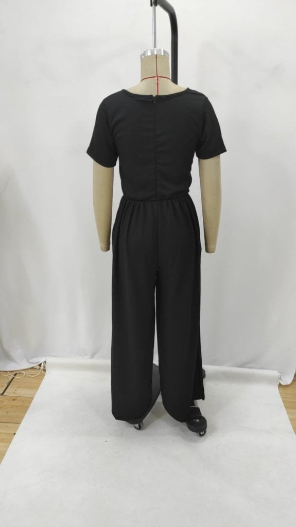 Women's Black Short Sleeve Scoop Neck Jersey Jumpsuit - Janes - by Peralane - photo 8