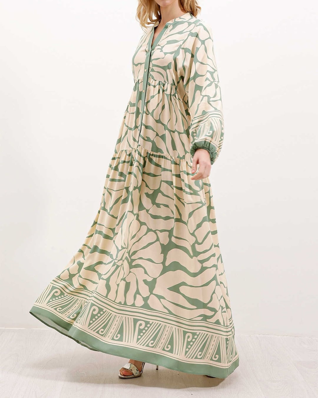 Authentic Patterned Modest Dress - Light Green - Bigdart - by Peralane - photo 4