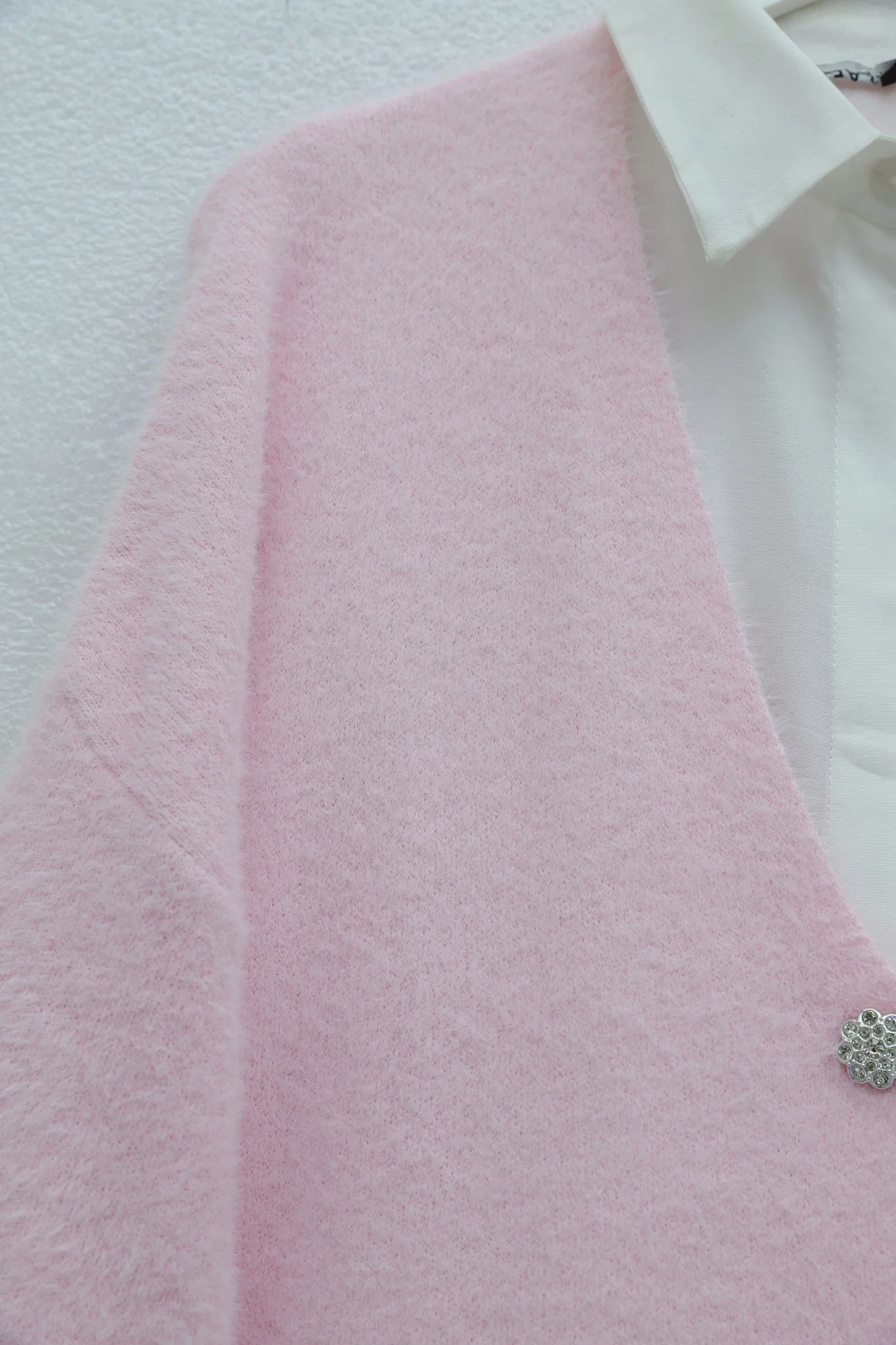 Button-Front Slouchy Knit Cardigan - Powder Pink - Podyumplus - by Peralane - photo 6