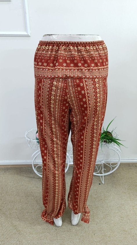 Women's High Waist Patterned Side Slit Tie Ankle Trousers - Janes - by Peralane - photo 5