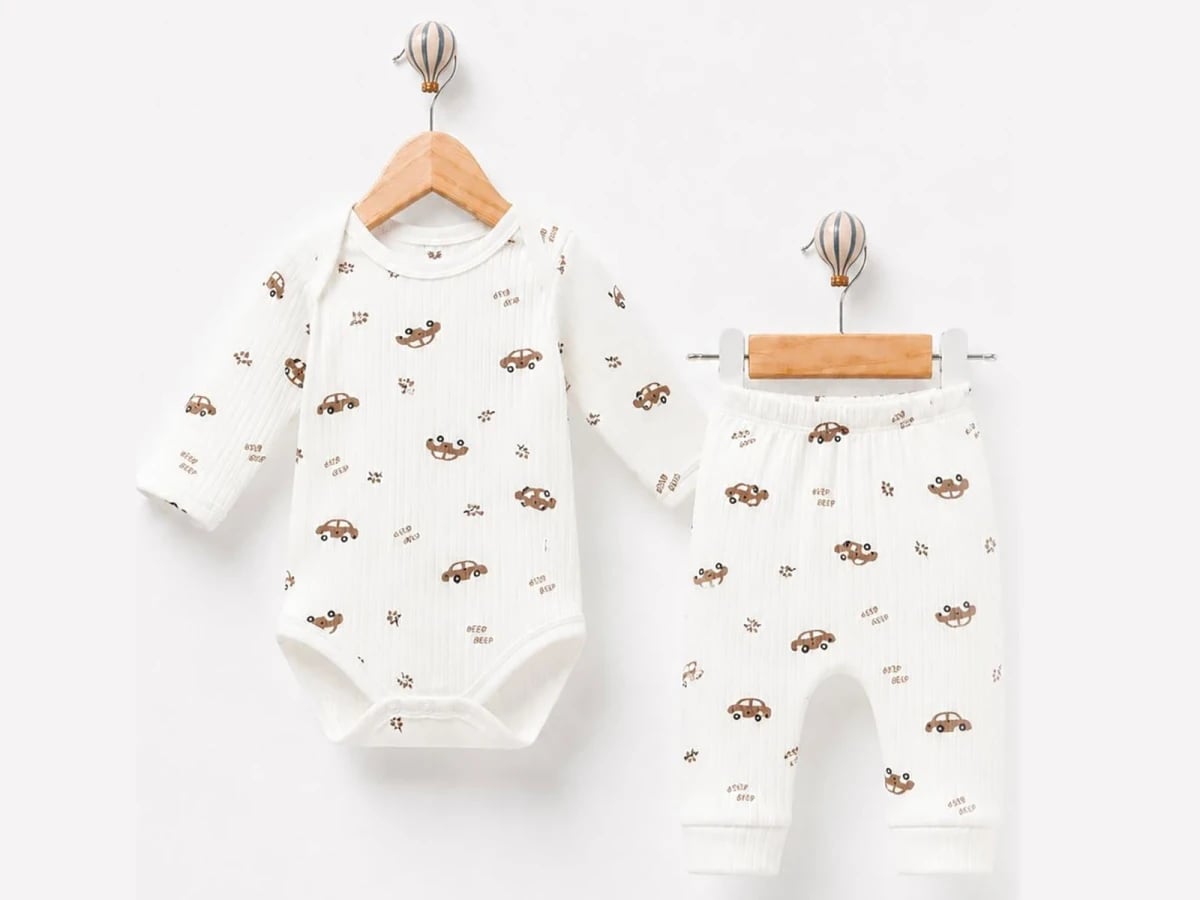 Car Print Baby Boy Set with Bodysuit and Trousers - Supermini - by Peralane