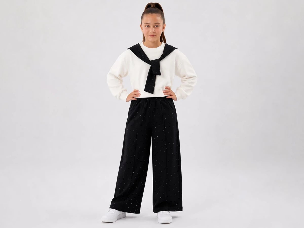 Girl's Three-Piece Set with Stone Details and Front Tie - Incilay - by Peralane