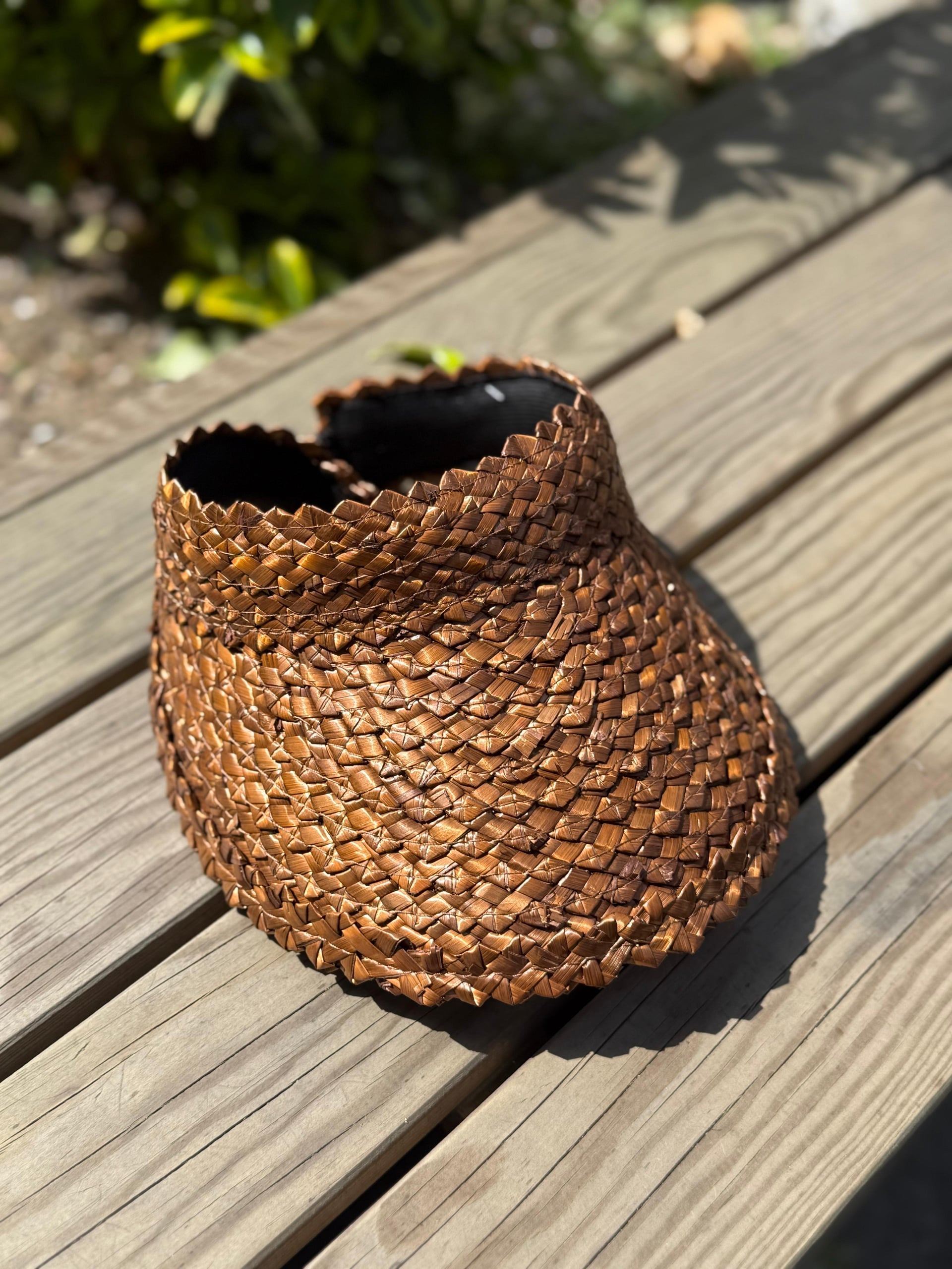Brown Woven Straw Visor Hat - Nesvay - by Peralane