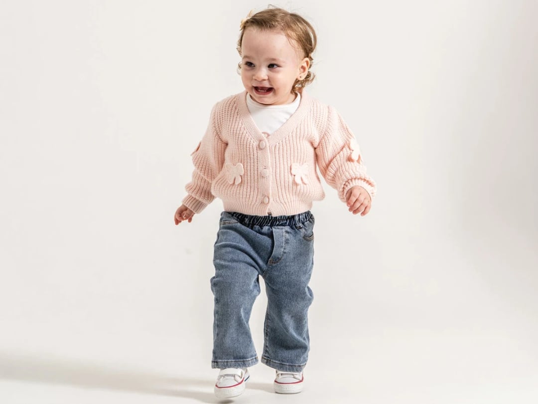 Girls' Embroidered Bow Knit Cardigan 3-Piece Set - Pampal Kids - by Peralane