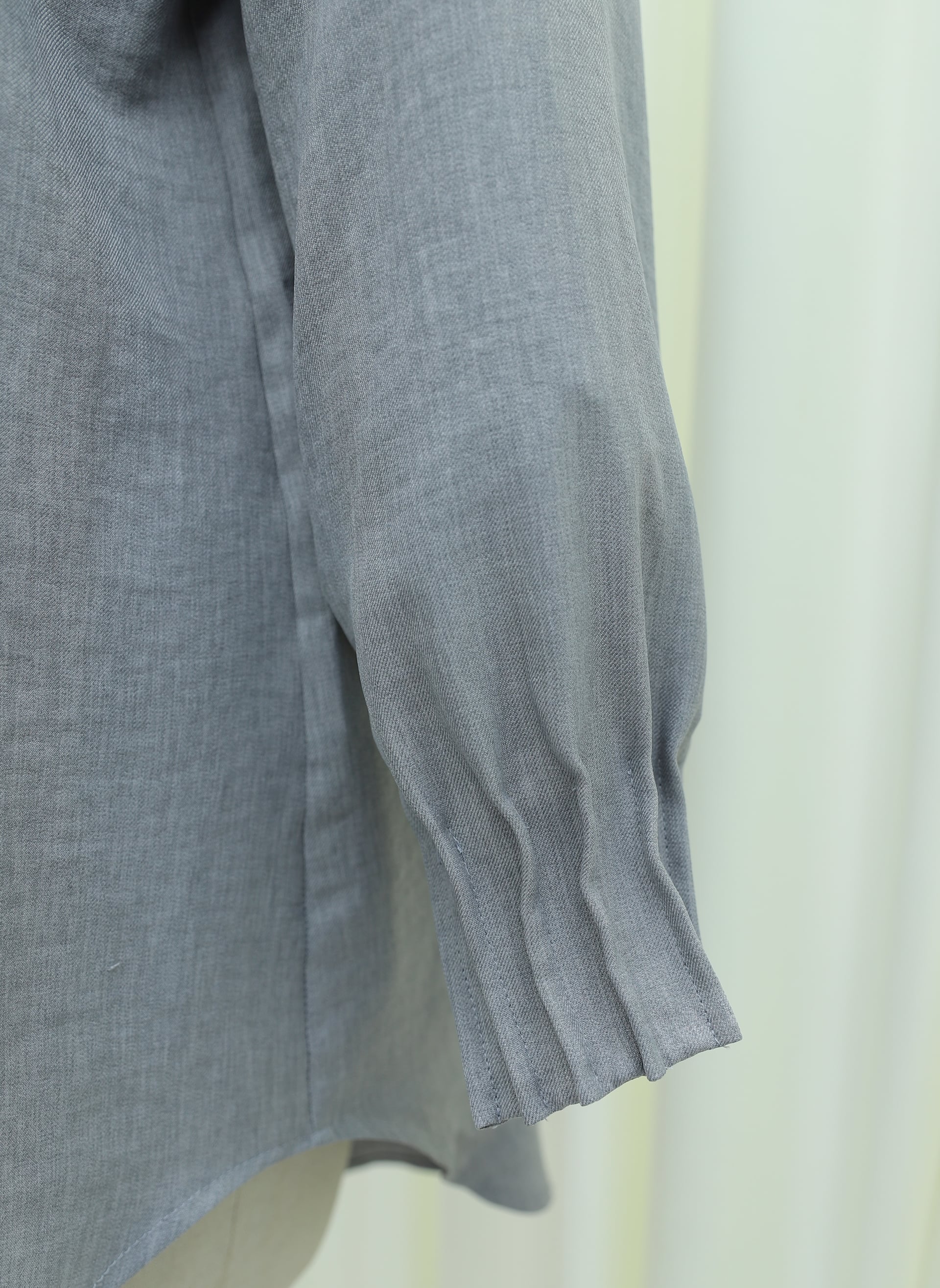 Oval Cut Shirt with Draped Cuffs - Grey - Podyumplus - by Peralane - photo 9