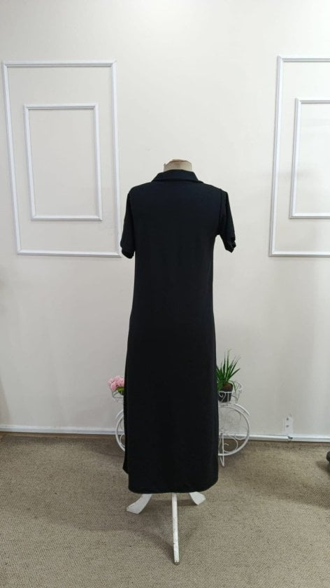 Women's Short Sleeve Collared Zip Front Long Jersey Dress - Janes - by Peralane - photo 6