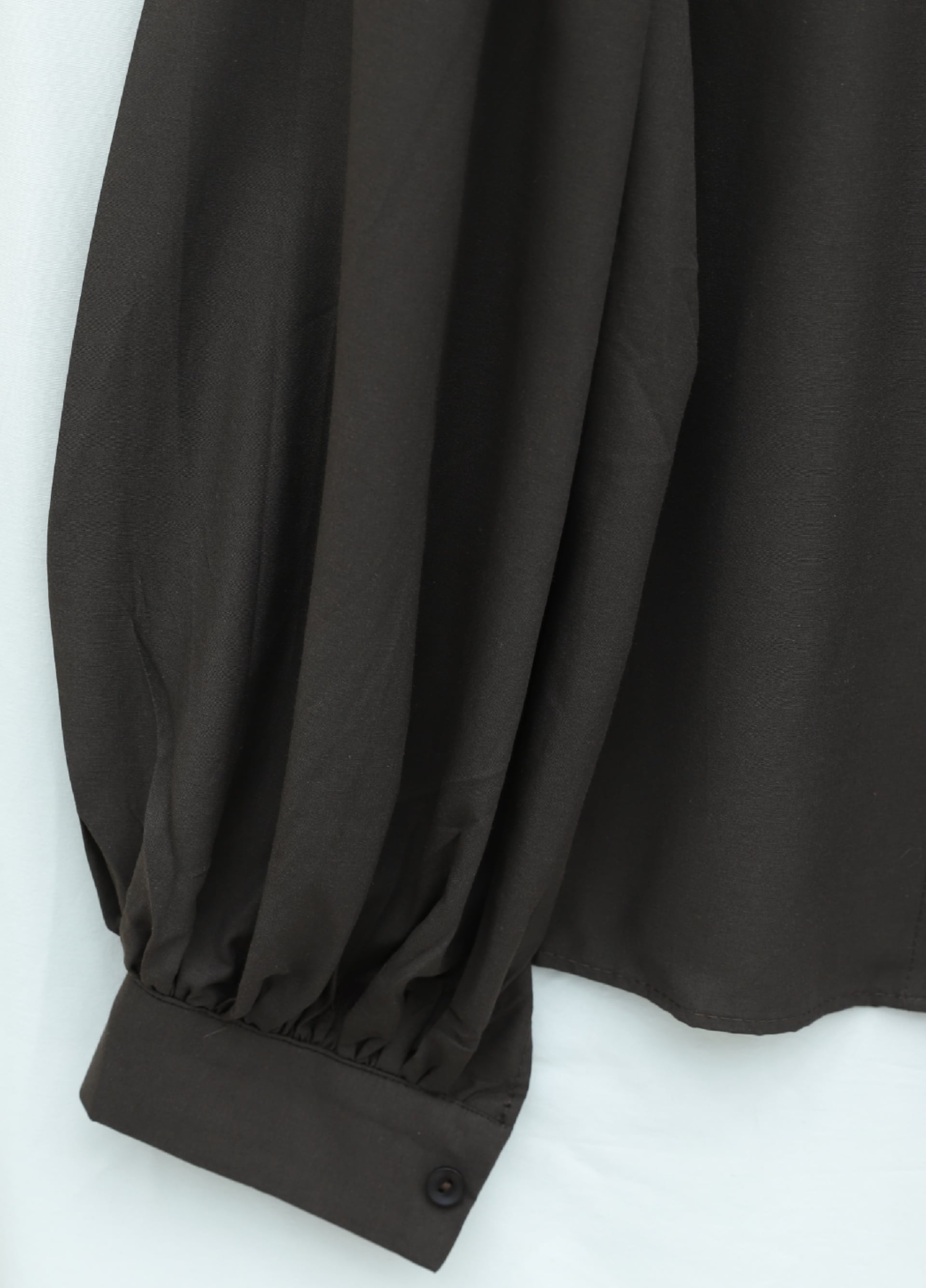Balloon Sleeve Buttoned Short Poplin Shirt - Dark Brown - Podyumplus - by Peralane - photo 6
