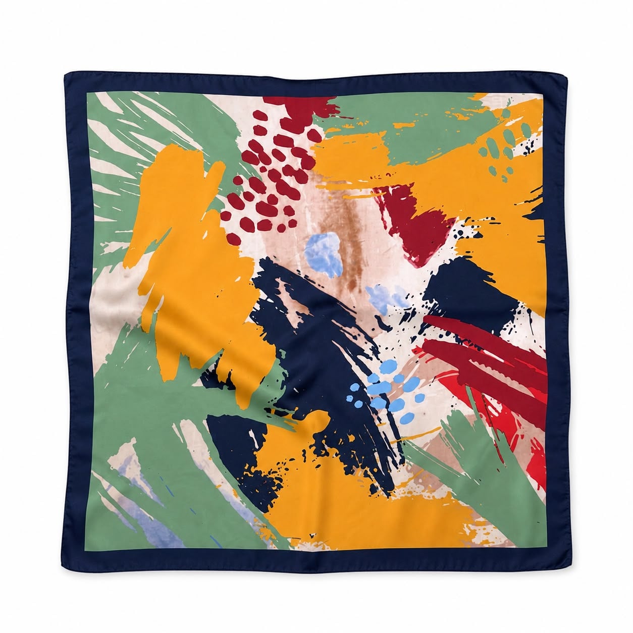 70x70 cm Women's Square Satin Scarf with Dark Blue Border - Nesvay - by Peralane - photo 5