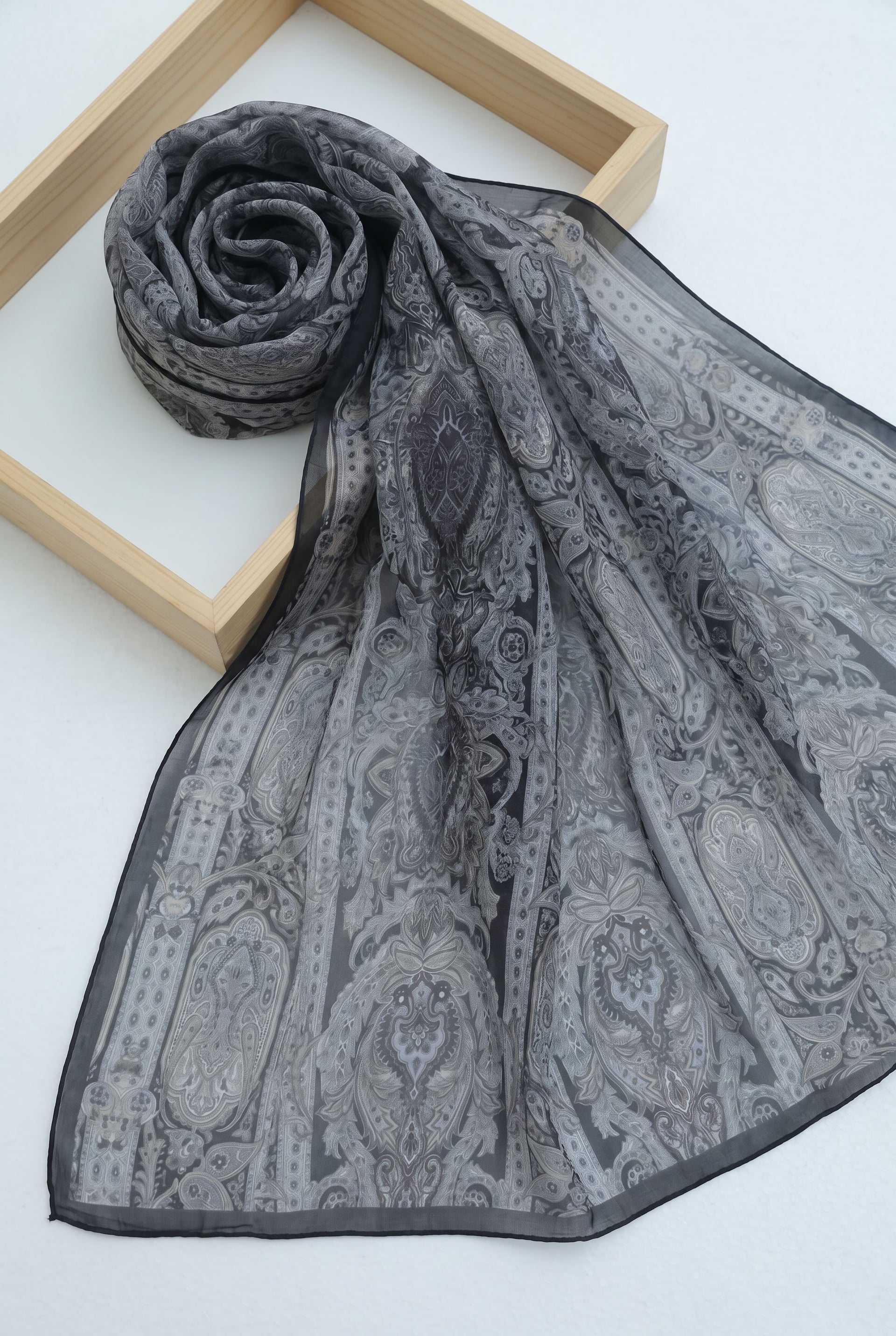 Women's Cotton Shawl with Traditional Striped Print in Ice Blue - Podyumplus - by Peralane