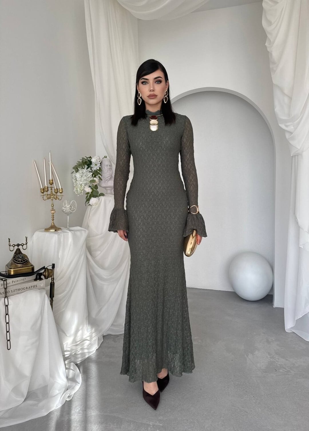 Koas Midi Dress ETK-01063 in Olive Green - Etika - by Peralane - photo 4