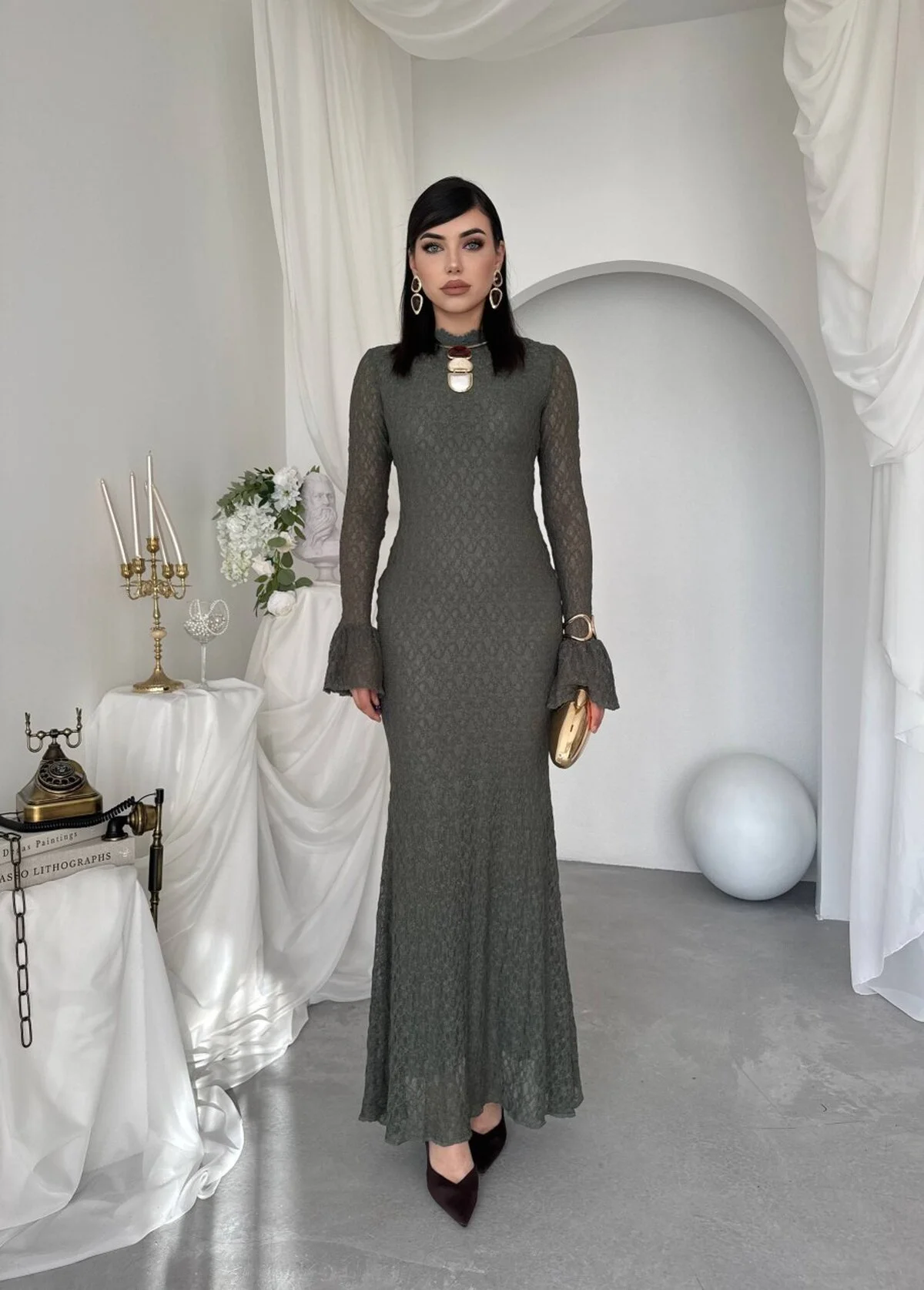 Koas Midi Dress ETK-01063 in Olive Green - Etika - by Peralane - photo 4
