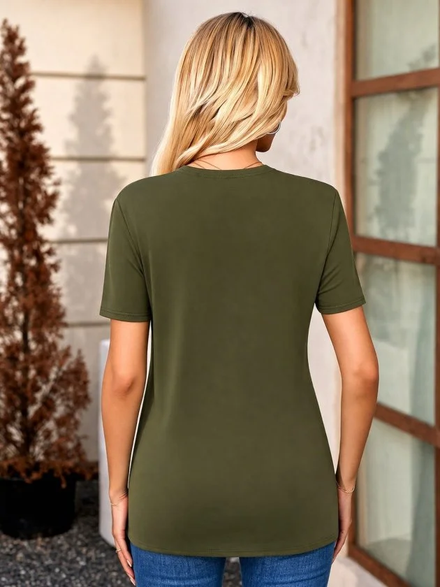 Women's Short Sleeve V-Neck Button Front Viscose Tunic - Janes - by Peralane - photo 2