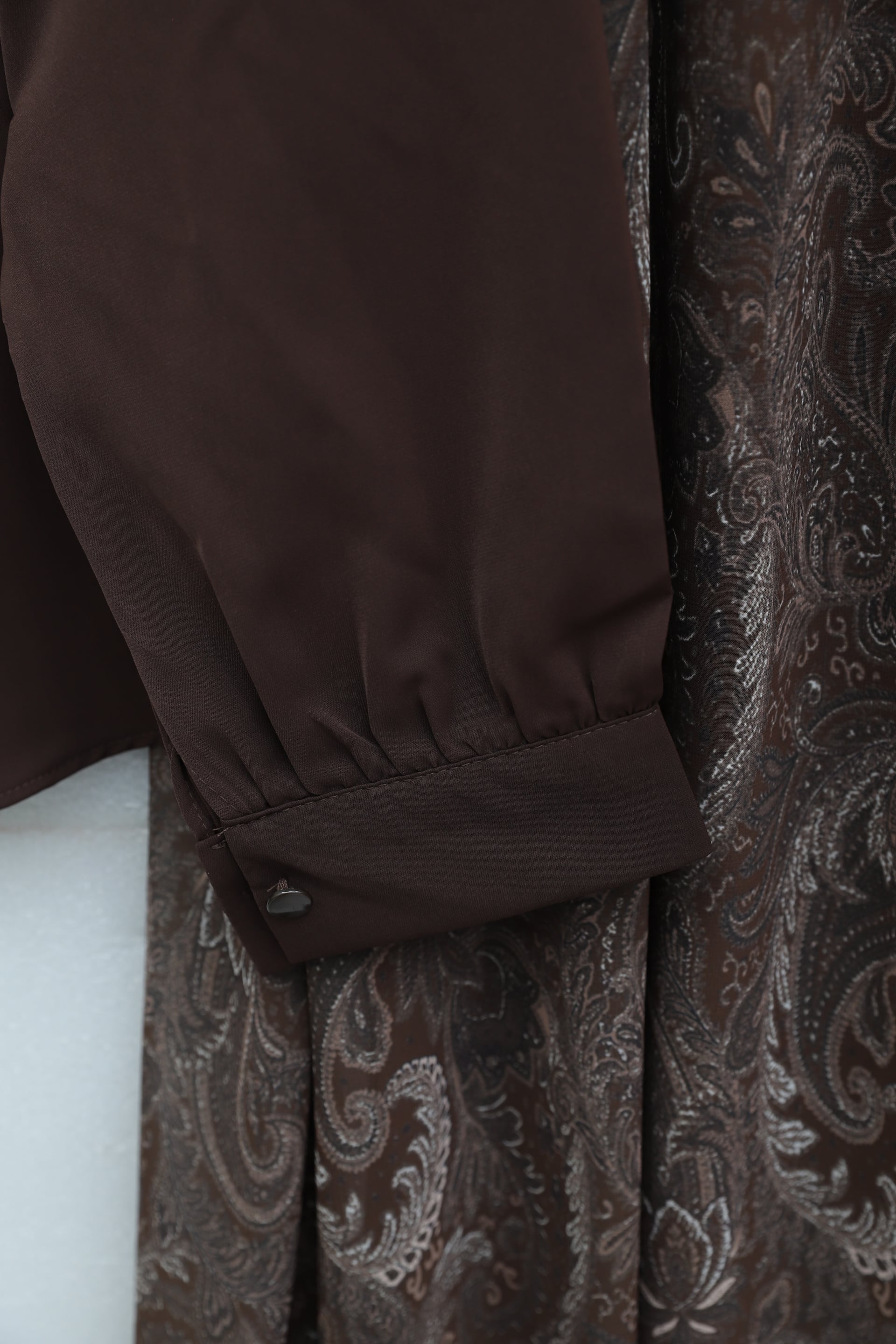 Belted Scarf Detail Lined Skirt Chiffon Two-Piece Set - Dark Brown - Podyumplus - by Peralane - photo 5