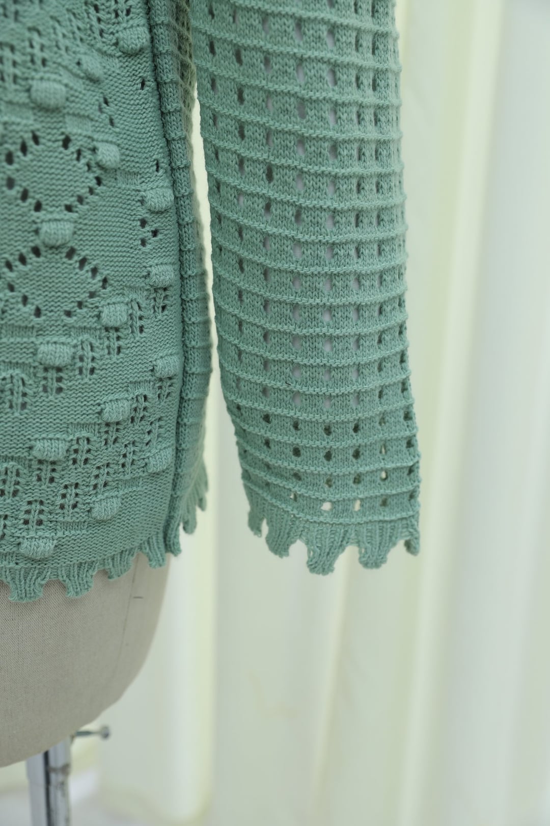 Pom-Pom Round Neck Button Knit Cardigan - Mint - Podyumplus - by Peralane - photo 8