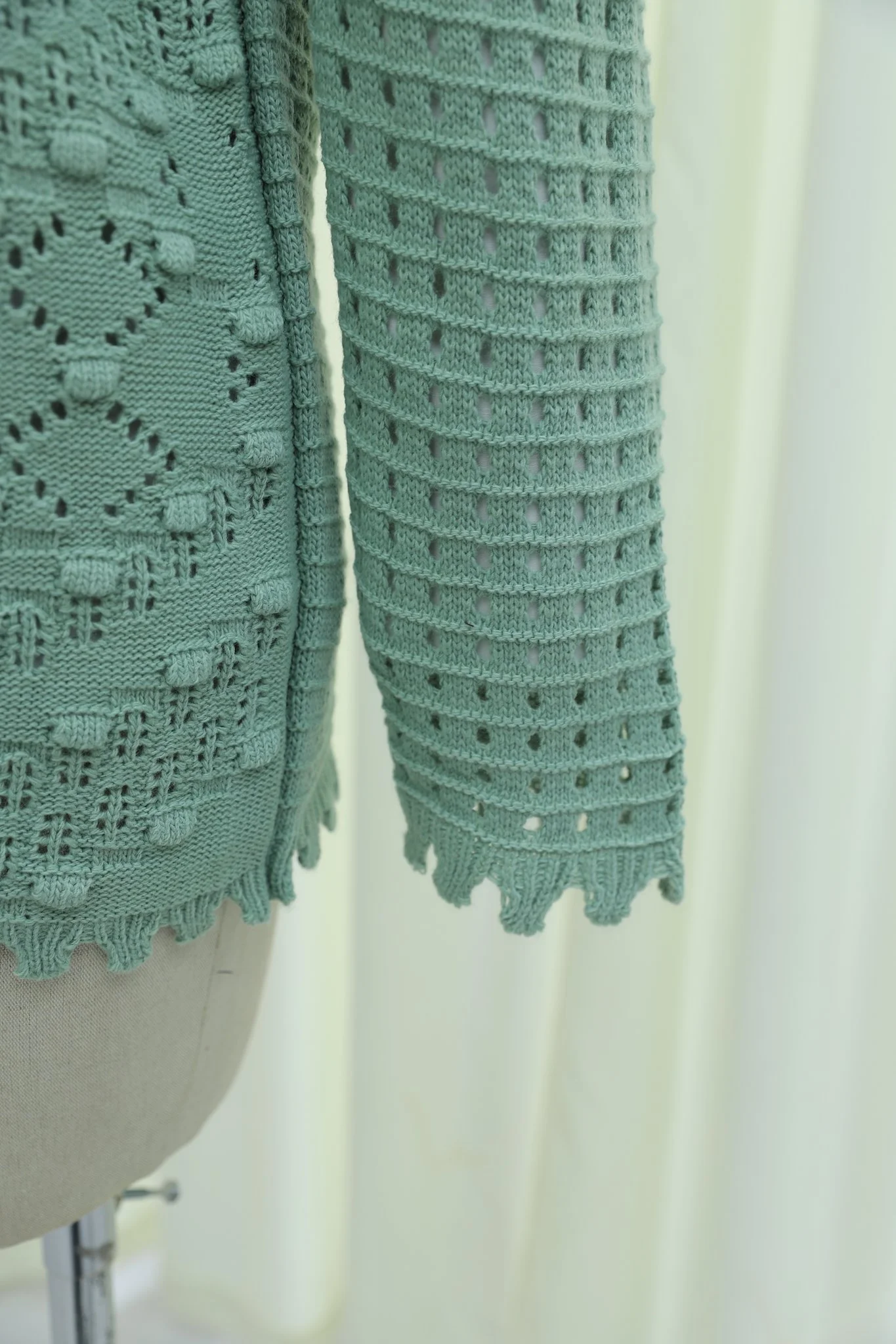 Pom-Pom Round Neck Button Knit Cardigan - Mint - Podyumplus - by Peralane - photo 8