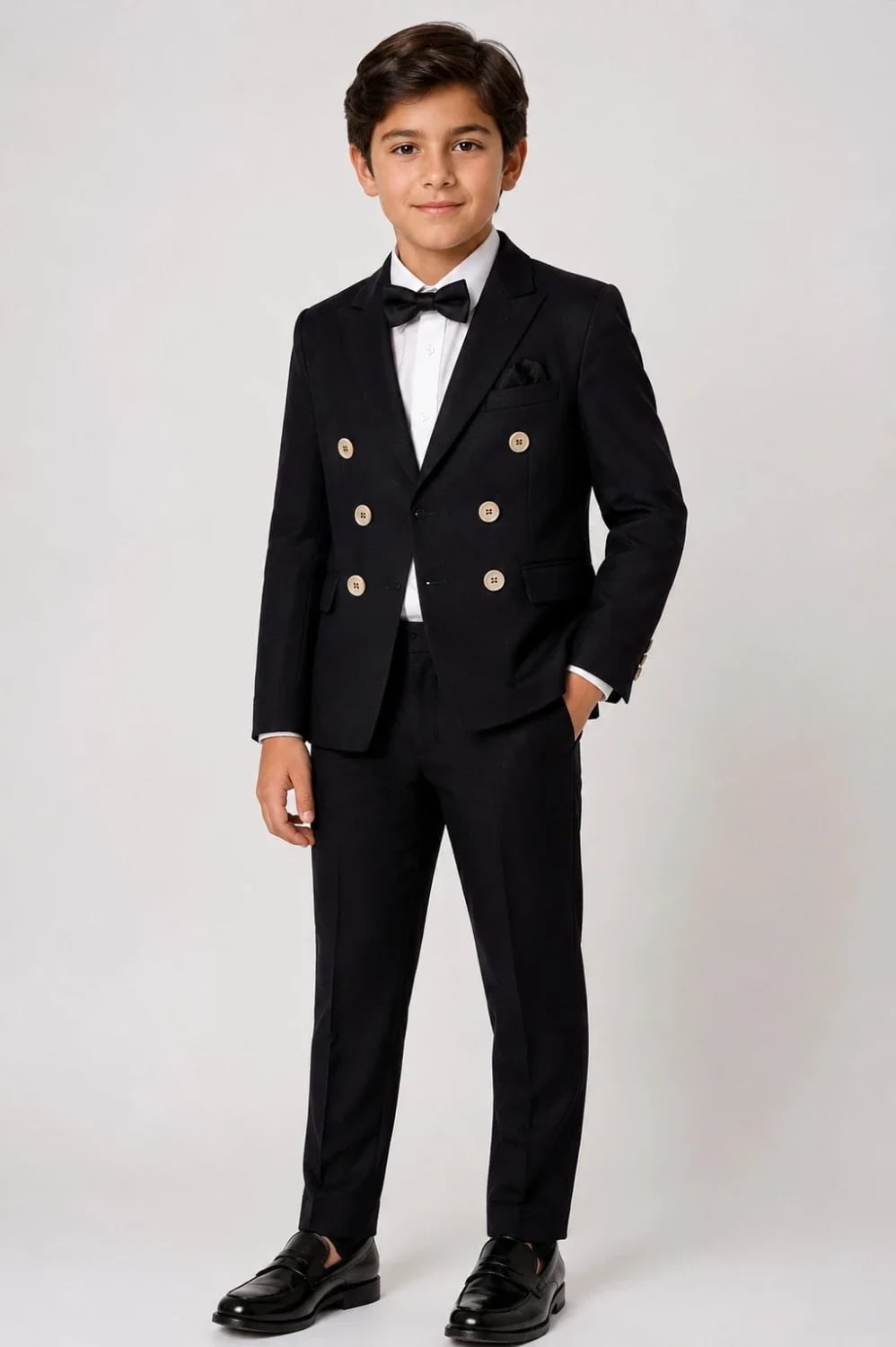 Boys' Formal Suit Set with Shirt and Trousers - Black - Terry - by Peralane - photo 2