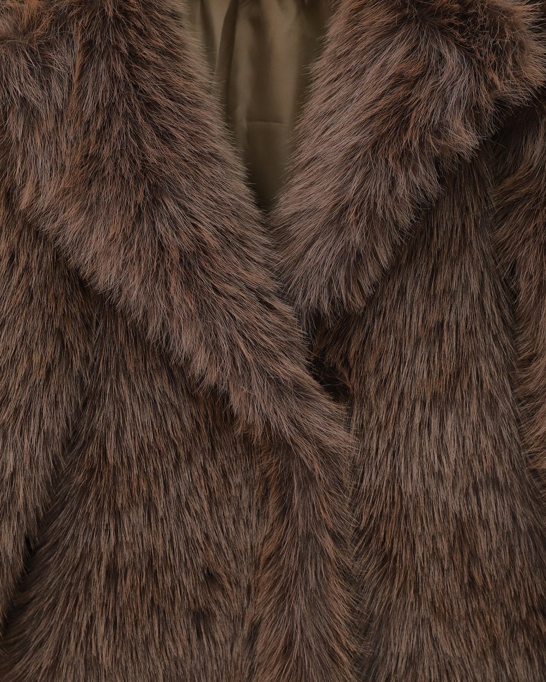 Brown Faux Fur Jacket with Lined Interior and Single Button - Podyumplus - by Peralane - photo 4