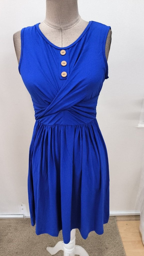 Women's Sleeveless Round Neck Button Detail Short Viscose Dress - Janes - by Peralane - photo 6