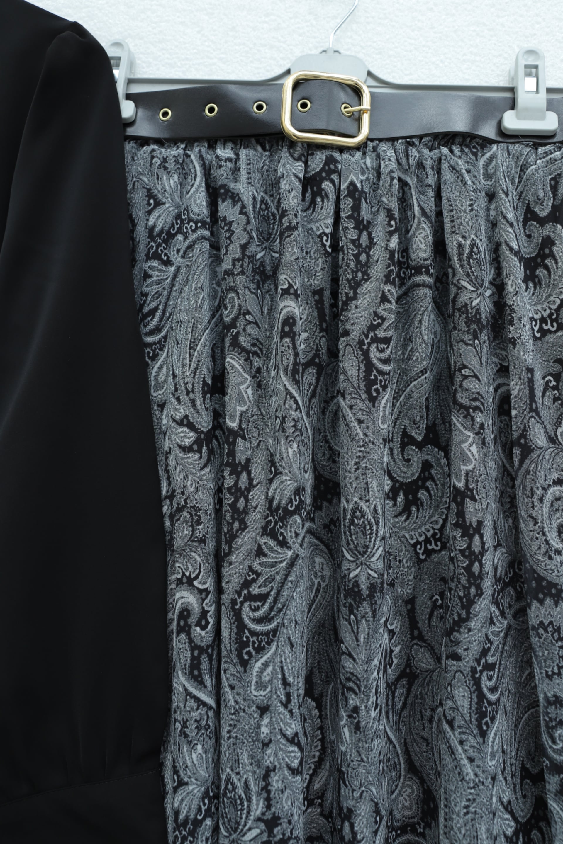 Belted Scarf Detail Lined Skirt Chiffon Co-ord Set - Black - Podyumplus - by Peralane - photo 3