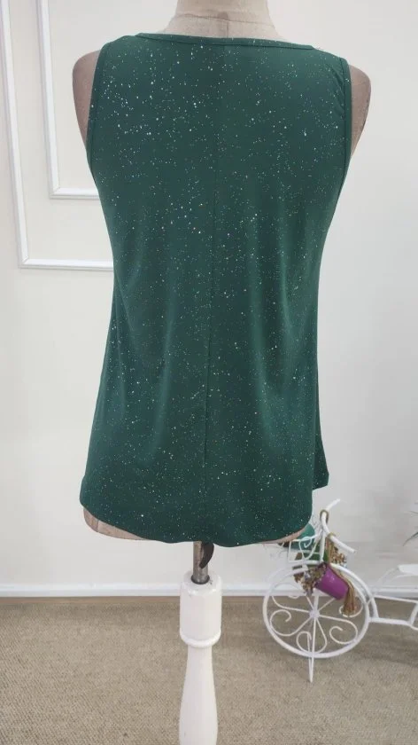 Women's Sleeveless Round Neck Glitter Sand Blouse - Janes - by Peralane - photo 6