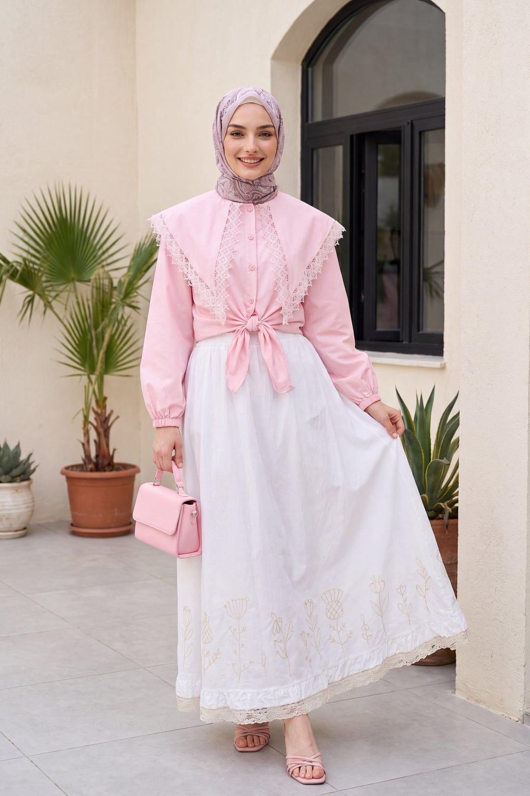 White Lace-Embroidered Elasticated Waist Skirt - Podyumplus - by Peralane - photo 3