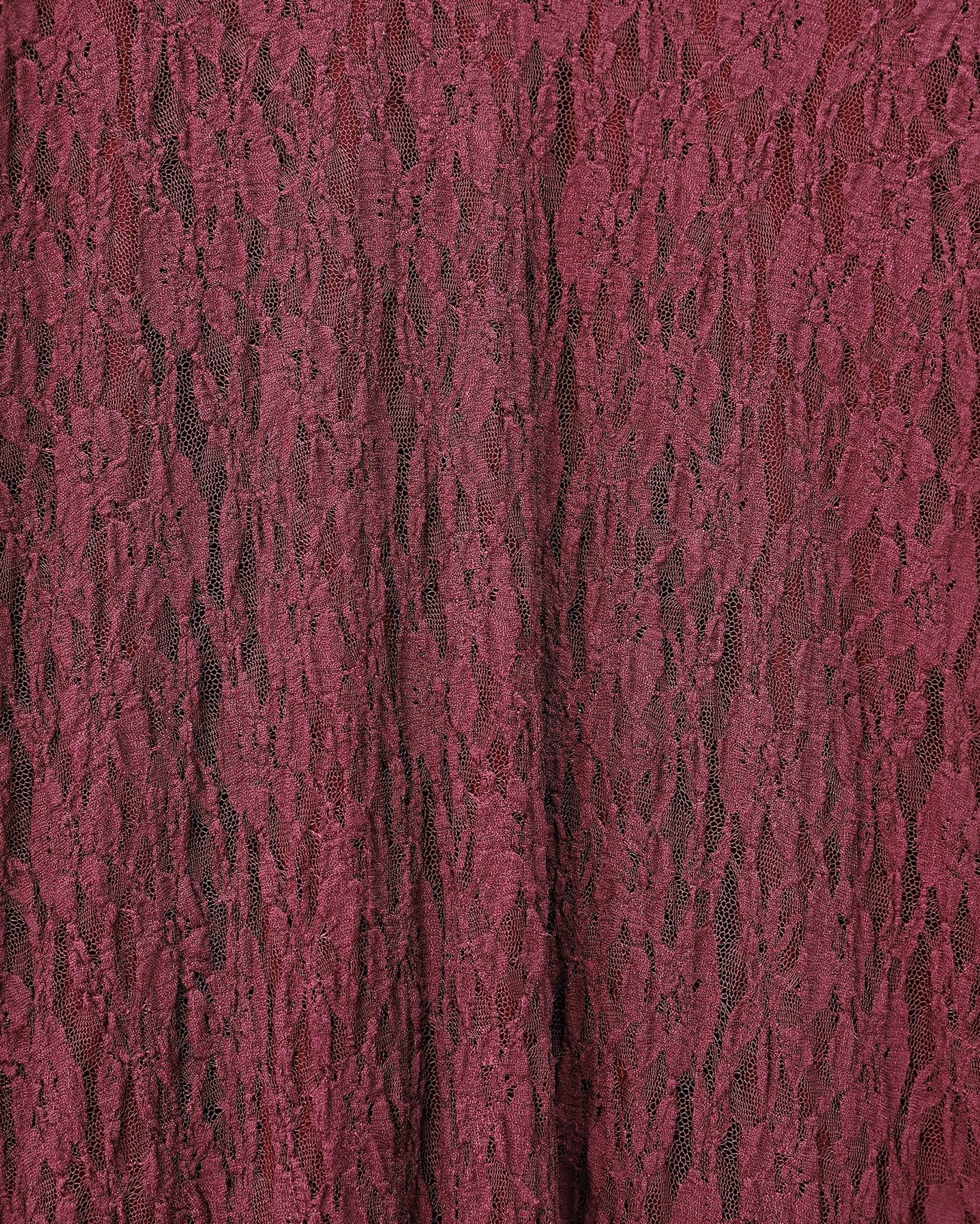 Patterned Lined Tulle Skirt with Lace Trim - Burgundy - Podyumplus - by Peralane - photo 4