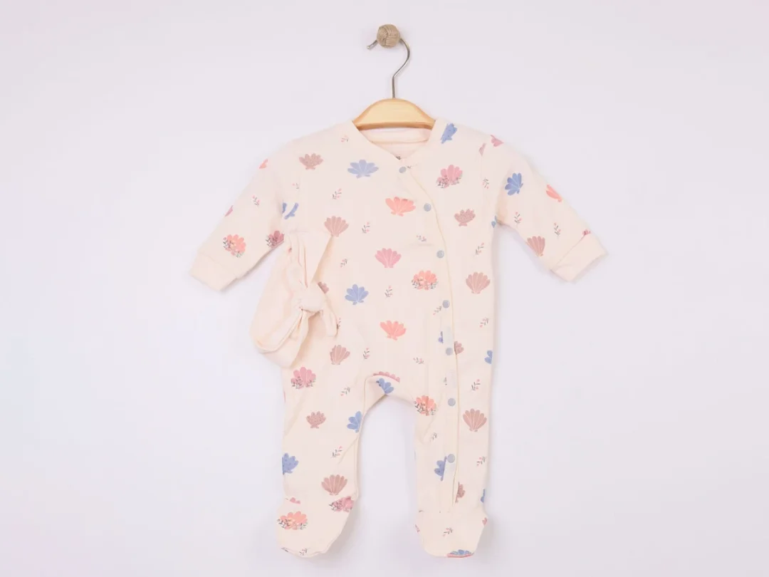 Floral Print Baby Girl Footie and Headband Set - Esya - by Peralane