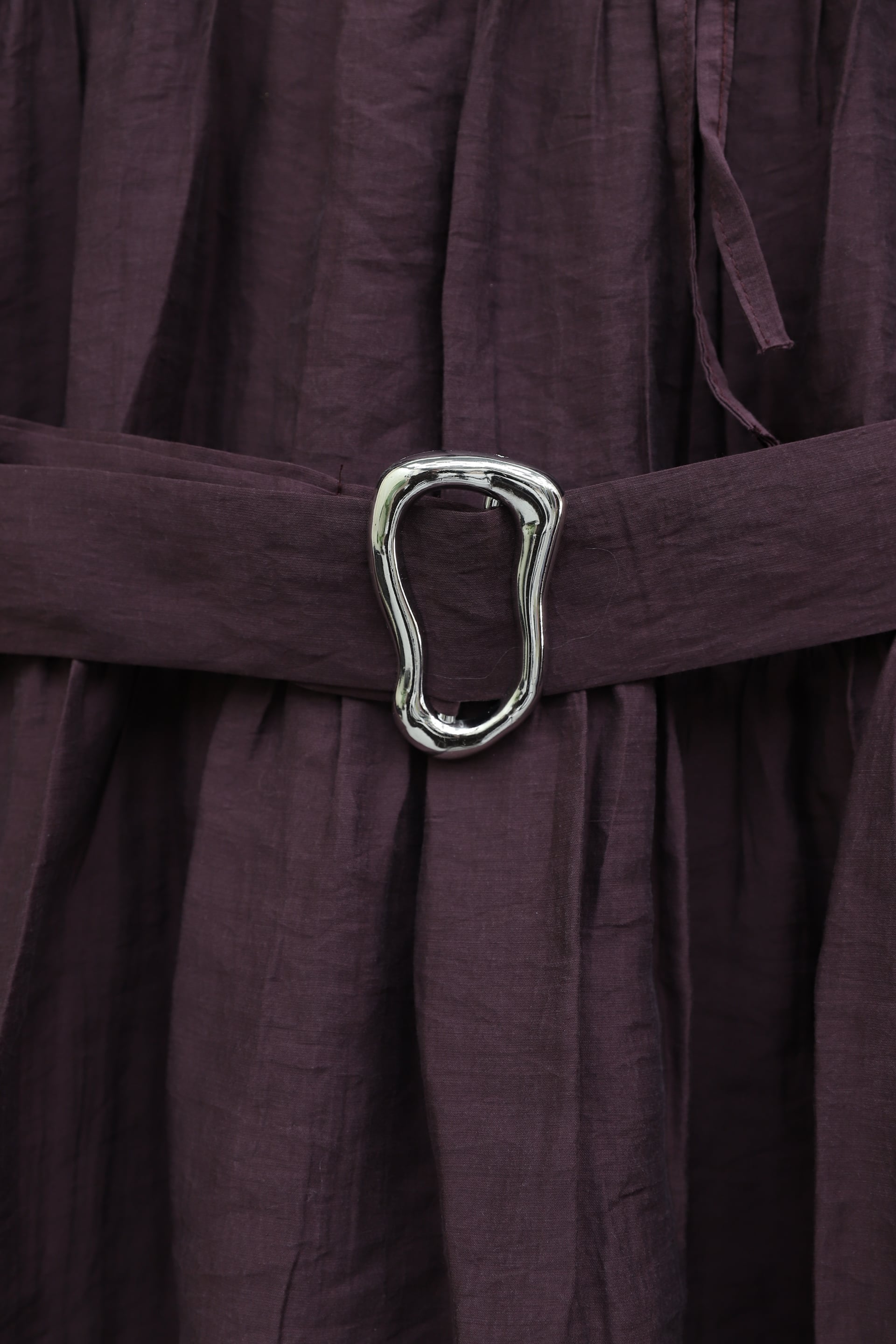 Tie Neckline Belted Bell Sleeve Cupro Tunic - Plum - Podyumplus - by Peralane - photo 7