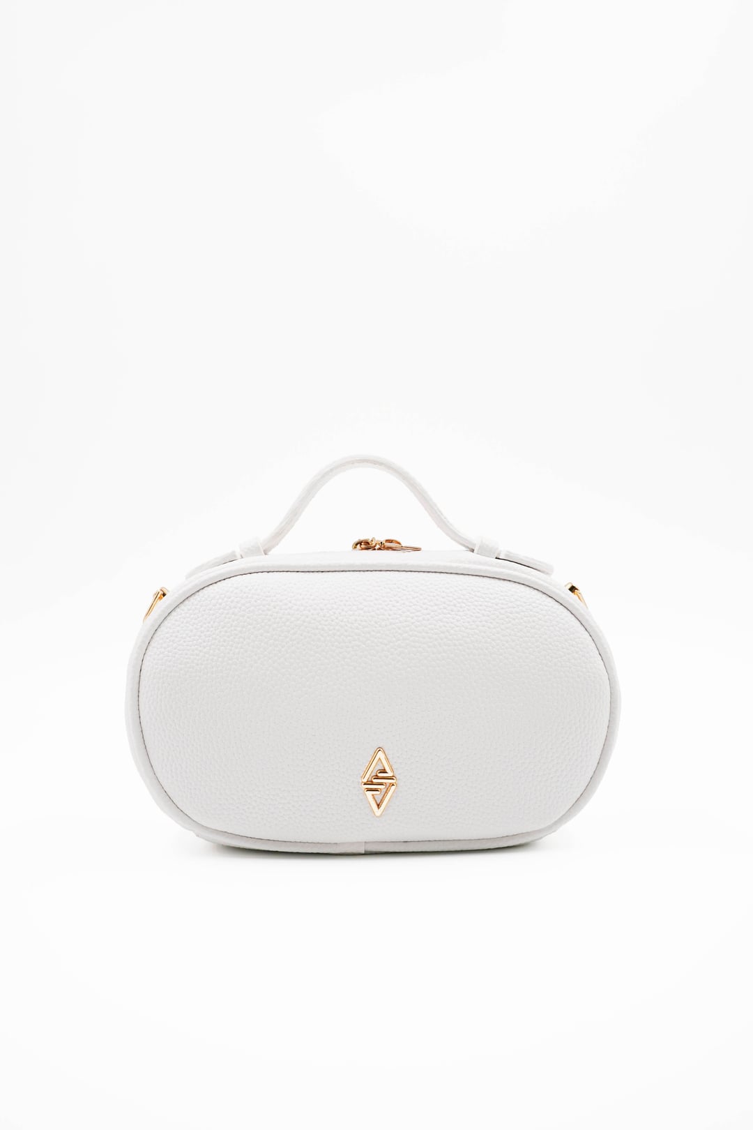 Bonnie White Faux Leather Women's Shoulder Bag with Gold-Tone Horse Bit Detail - Aron Atelier - by Peralane - photo 5