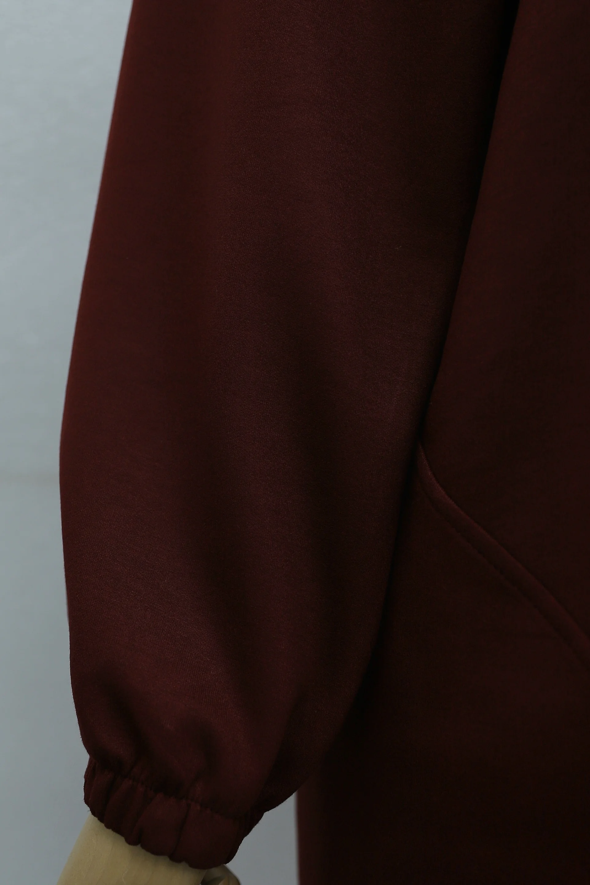 Tunnel Drawstring Stand Collar Long Back Trousers Stretch Set - Burgundy - Podyumplus - by Peralane - photo 7