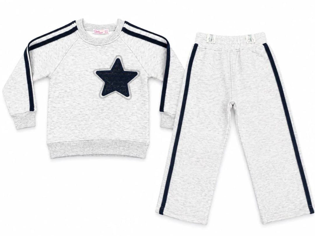 Girl's Fleece Sweatshirt and Trousers Set with Star Detail - CMK - by Peralane